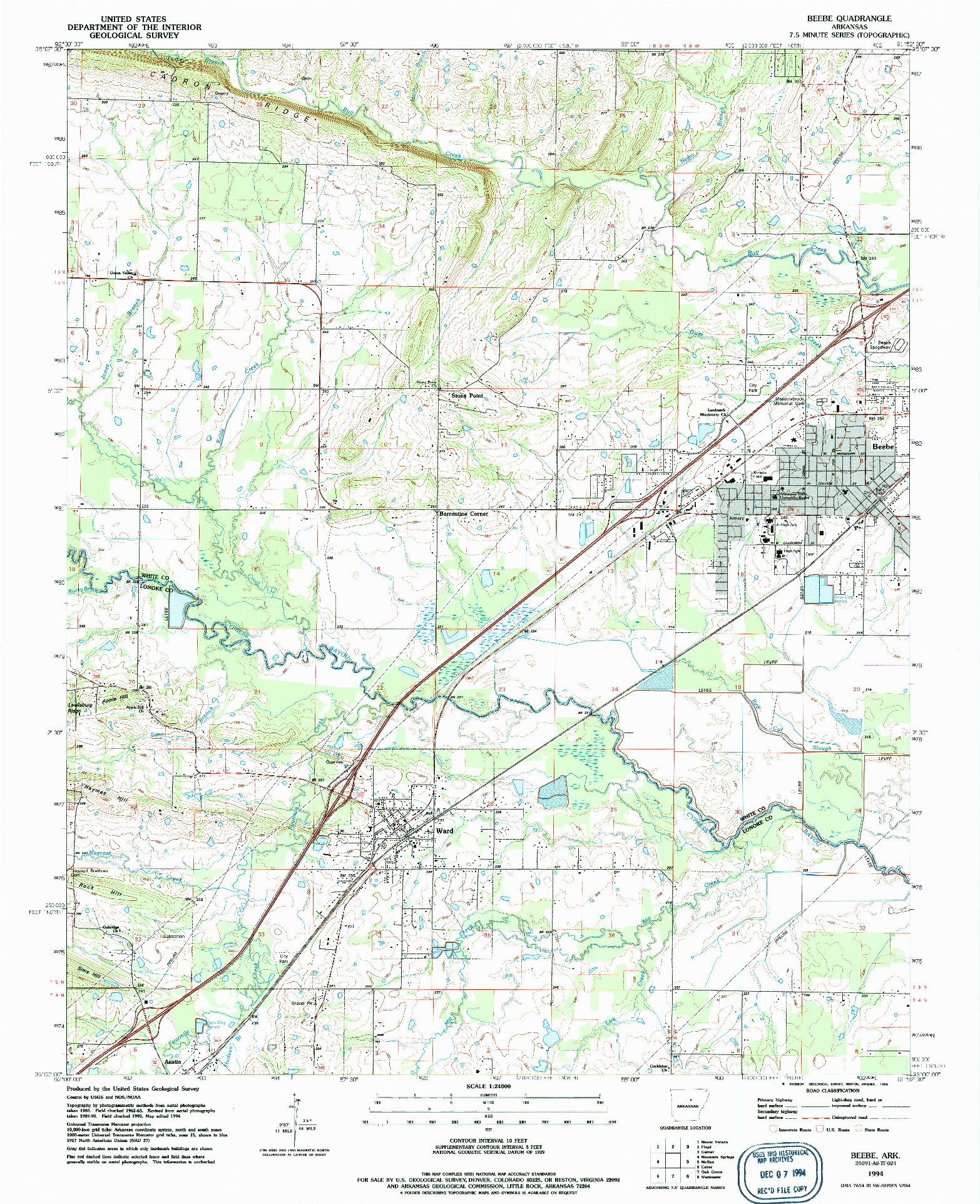 USGS 1:24000-SCALE QUADRANGLE FOR BEEBE, AR 1994