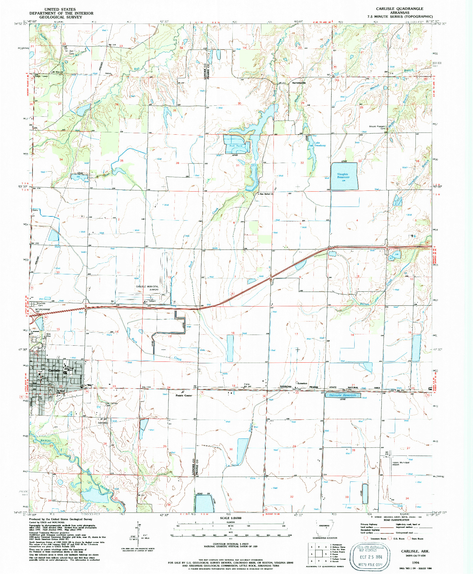 USGS 1:24000-SCALE QUADRANGLE FOR CARLISLE, AR 1994