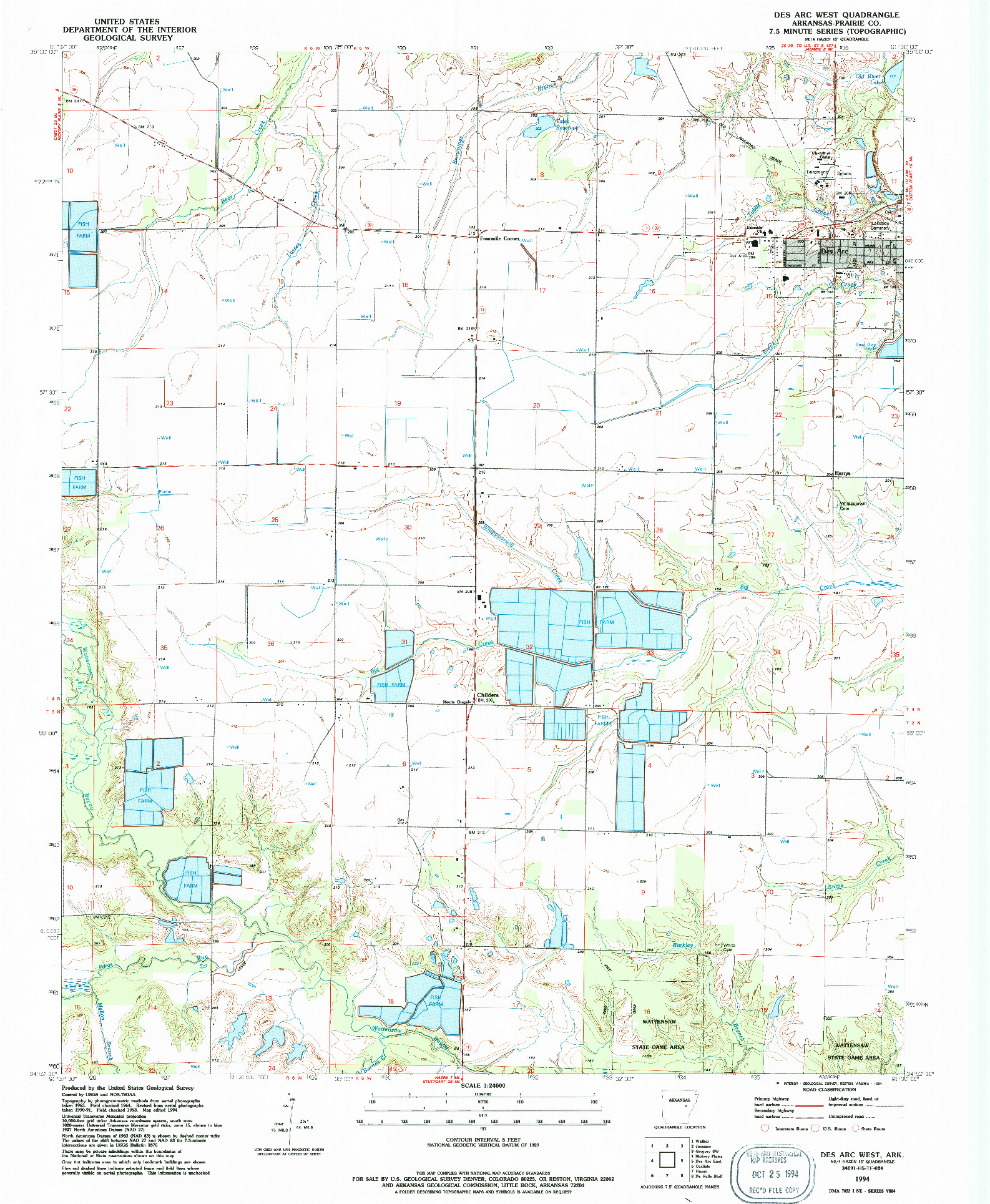 USGS 1:24000-SCALE QUADRANGLE FOR DES ARC WEST, AR 1994