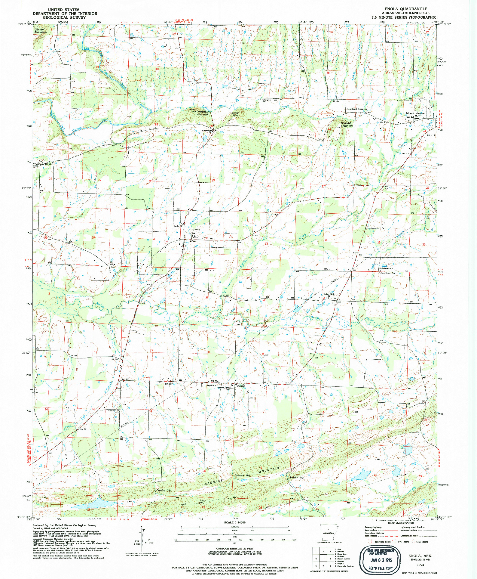 USGS 1:24000-SCALE QUADRANGLE FOR ENOLA, AR 1994