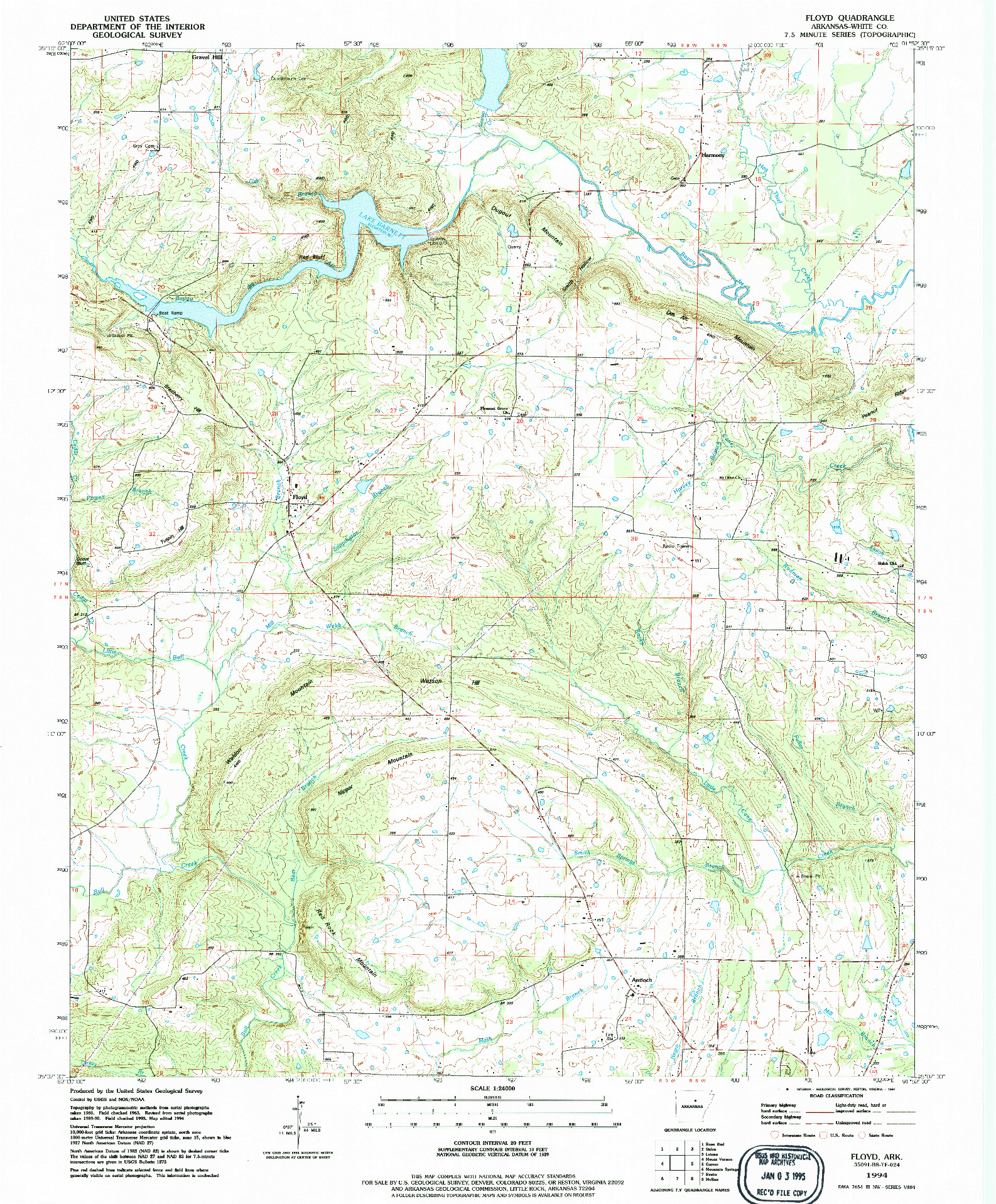 USGS 1:24000-SCALE QUADRANGLE FOR FLOYD, AR 1994