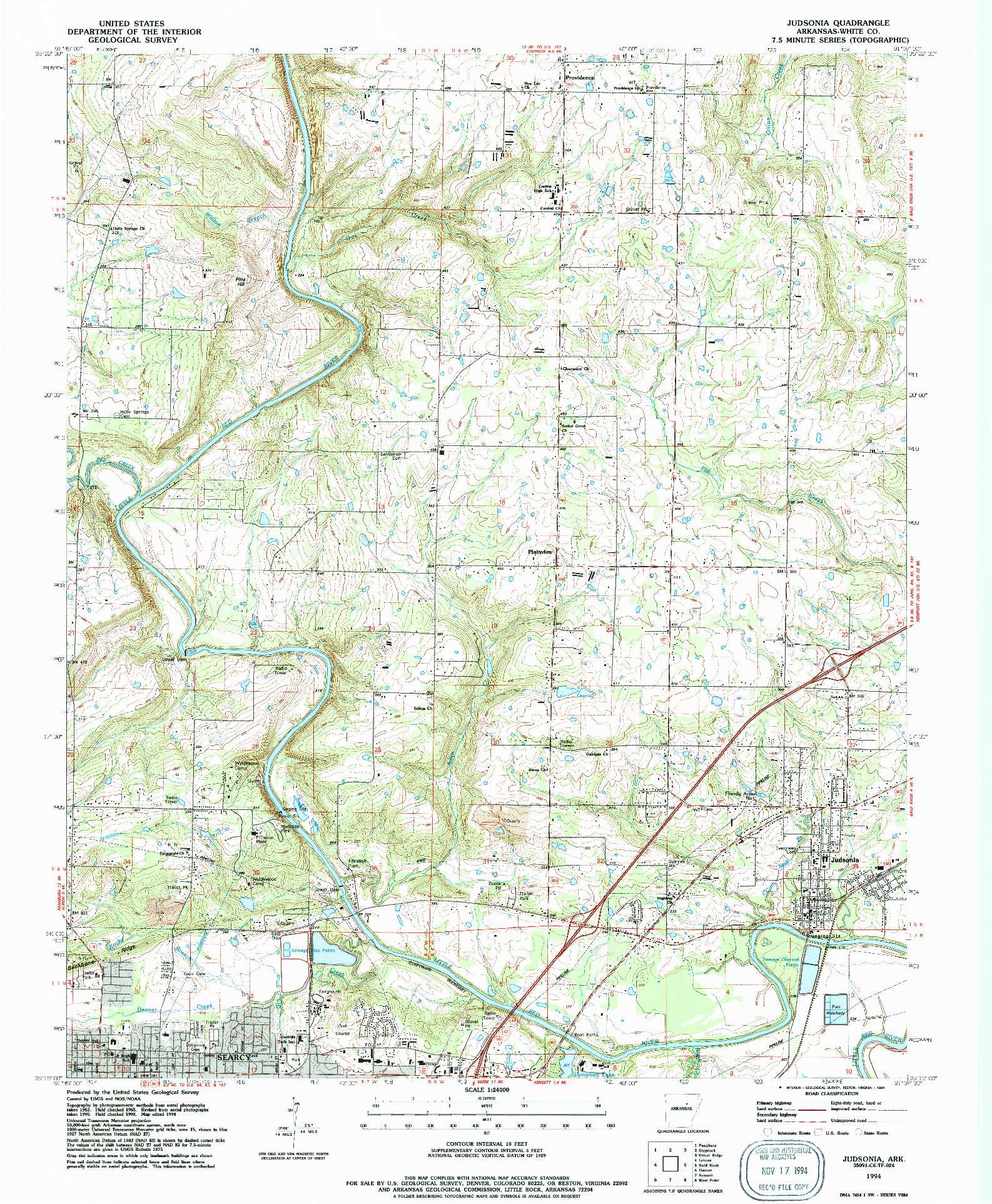 USGS 1:24000-SCALE QUADRANGLE FOR JUDSONIA, AR 1994