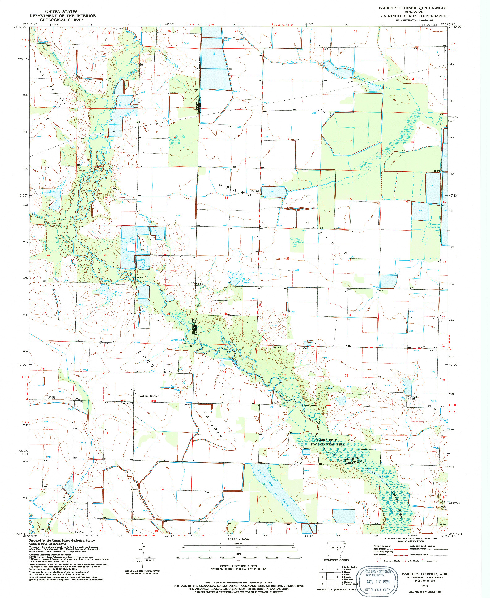 USGS 1:24000-SCALE QUADRANGLE FOR PARKERS CORNER, AR 1994