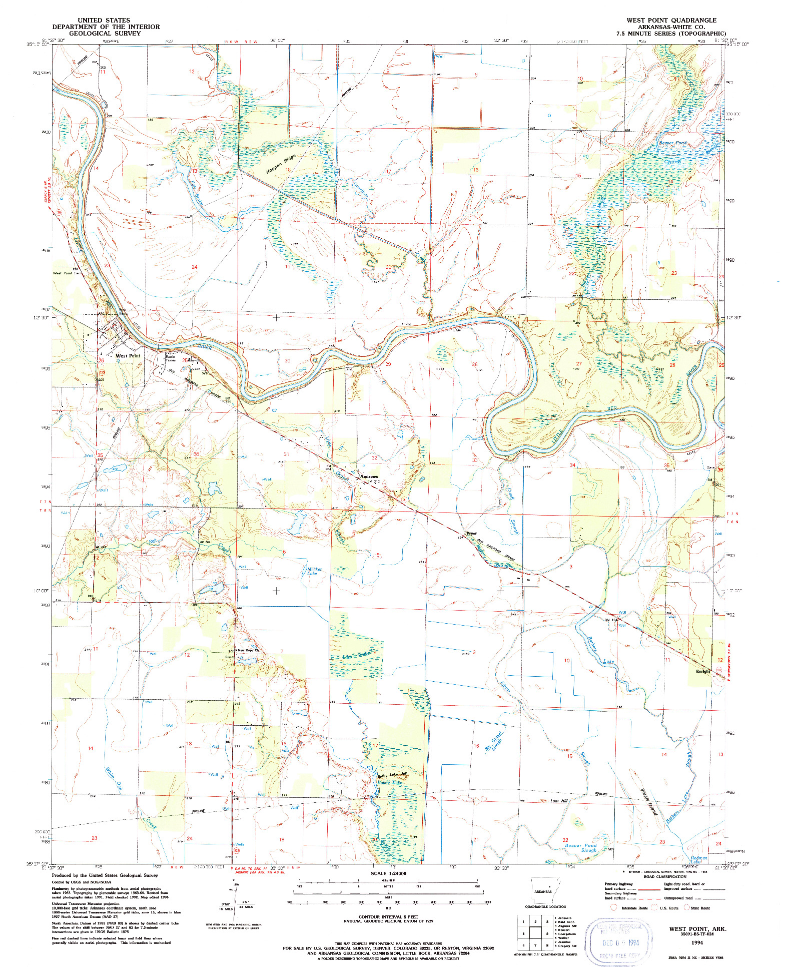 USGS 1:24000-SCALE QUADRANGLE FOR WEST POINT, AR 1994