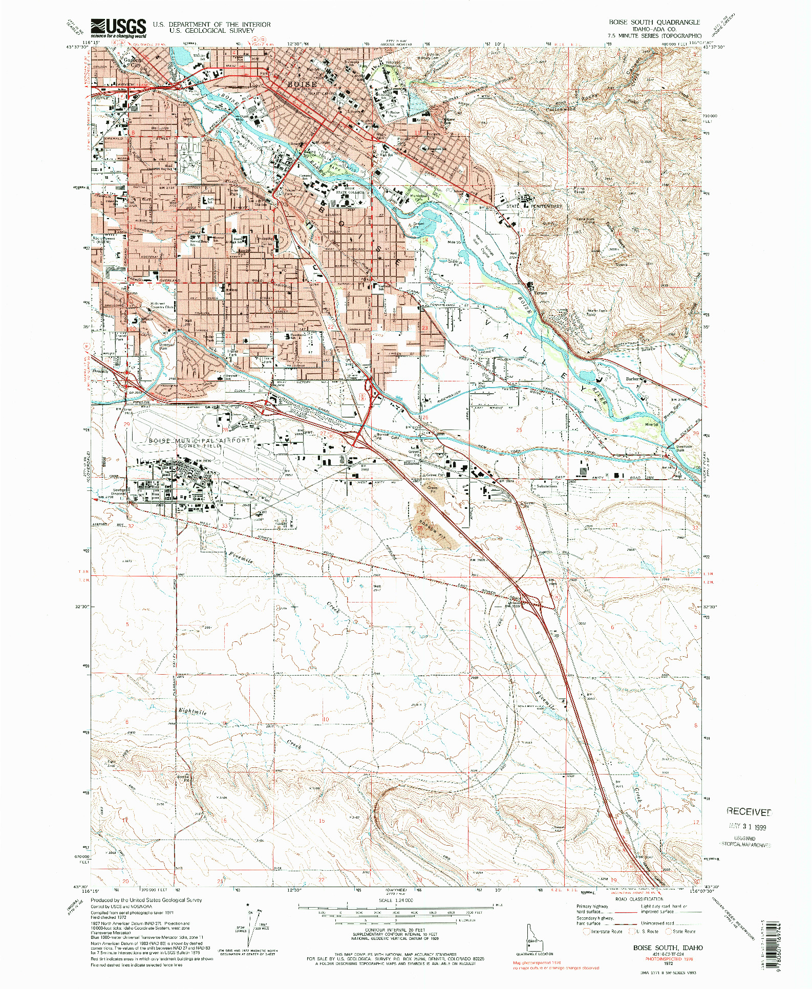 USGS 1:24000-SCALE QUADRANGLE FOR BOISE SOUTH, ID 1972