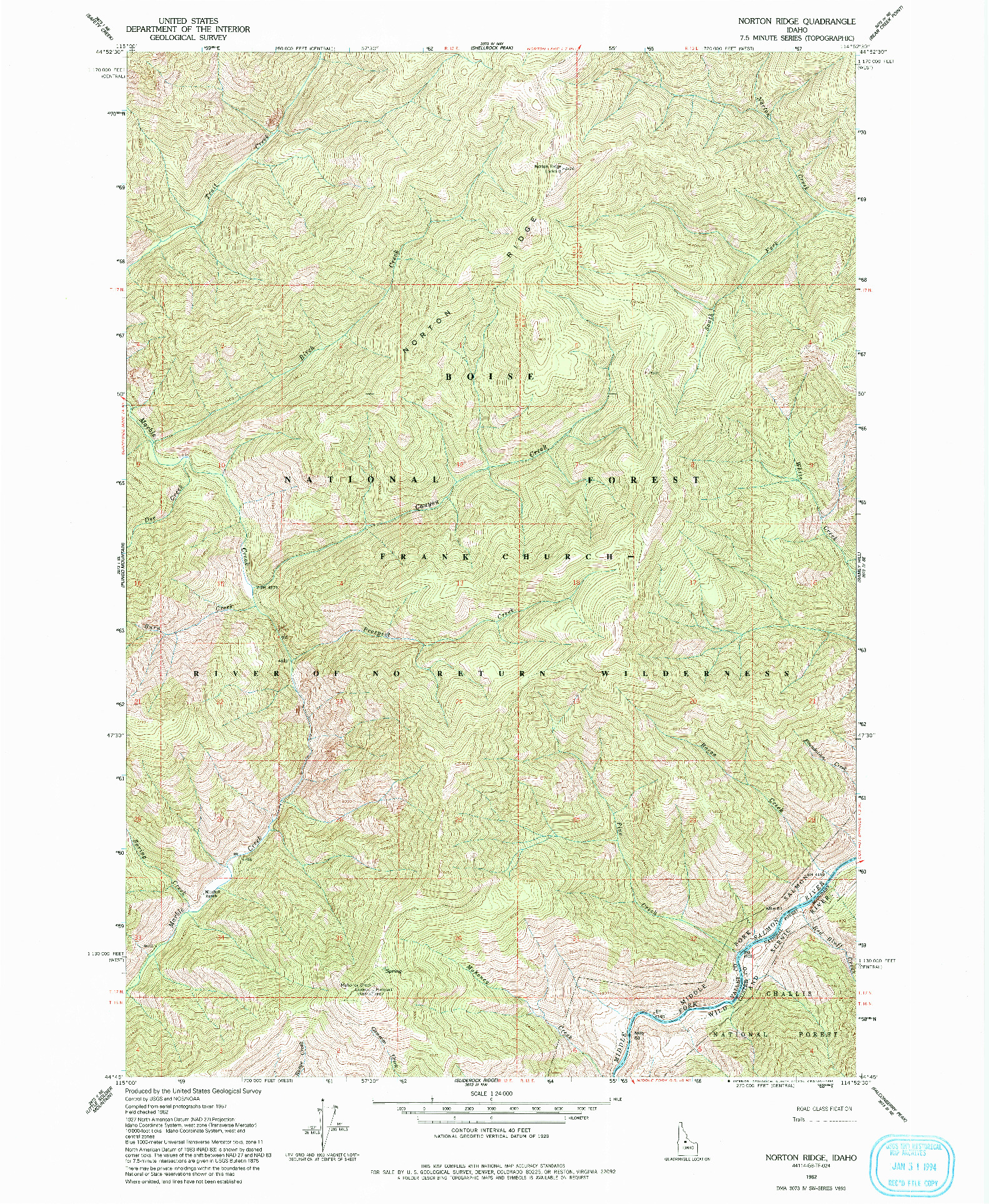 USGS 1:24000-SCALE QUADRANGLE FOR NORTON RIDGE, ID 1962
