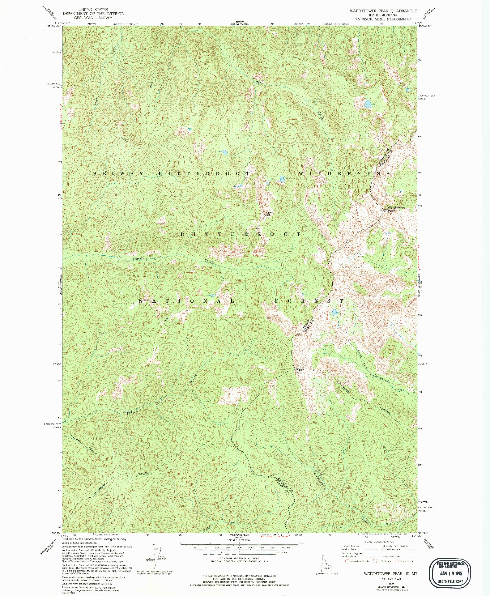 USGS 1:24000-SCALE QUADRANGLE FOR WATCHTOWER PEAK, ID 1966