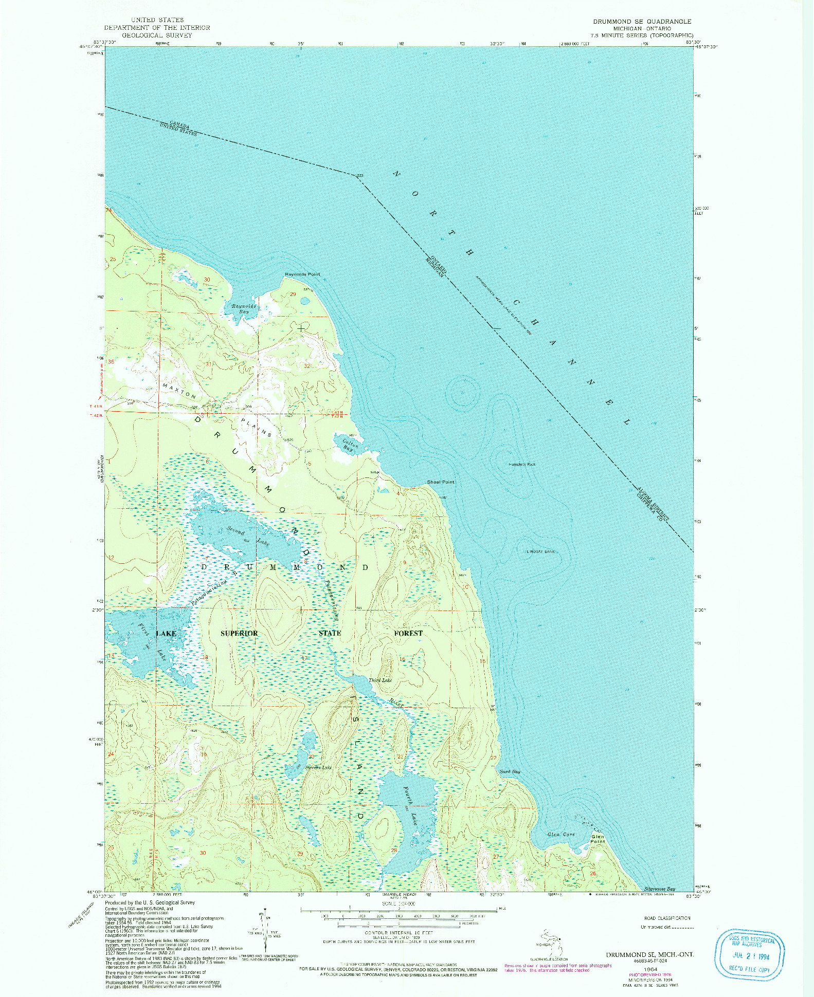 USGS 1:24000-SCALE QUADRANGLE FOR DRUMMOND SE, MI 1964