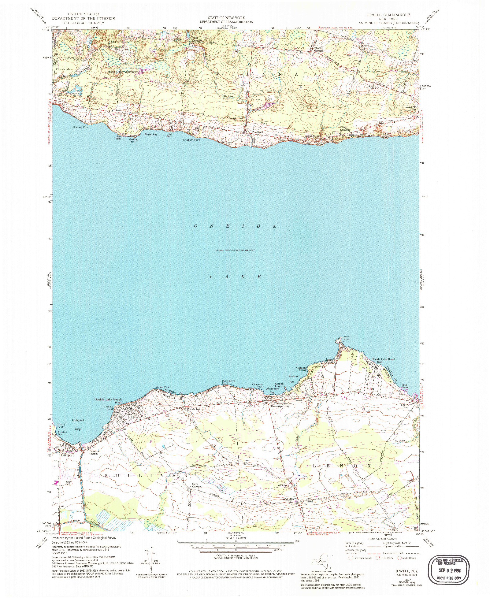 USGS 1:24000-SCALE QUADRANGLE FOR JEWELL, NY 1957