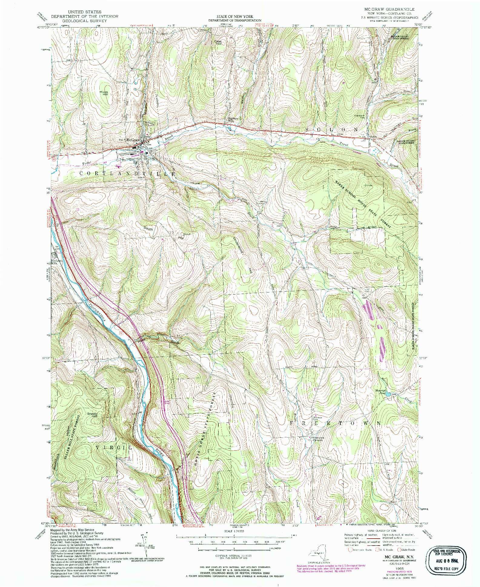 USGS 1:24000-SCALE QUADRANGLE FOR MC GRAW, NY 1955