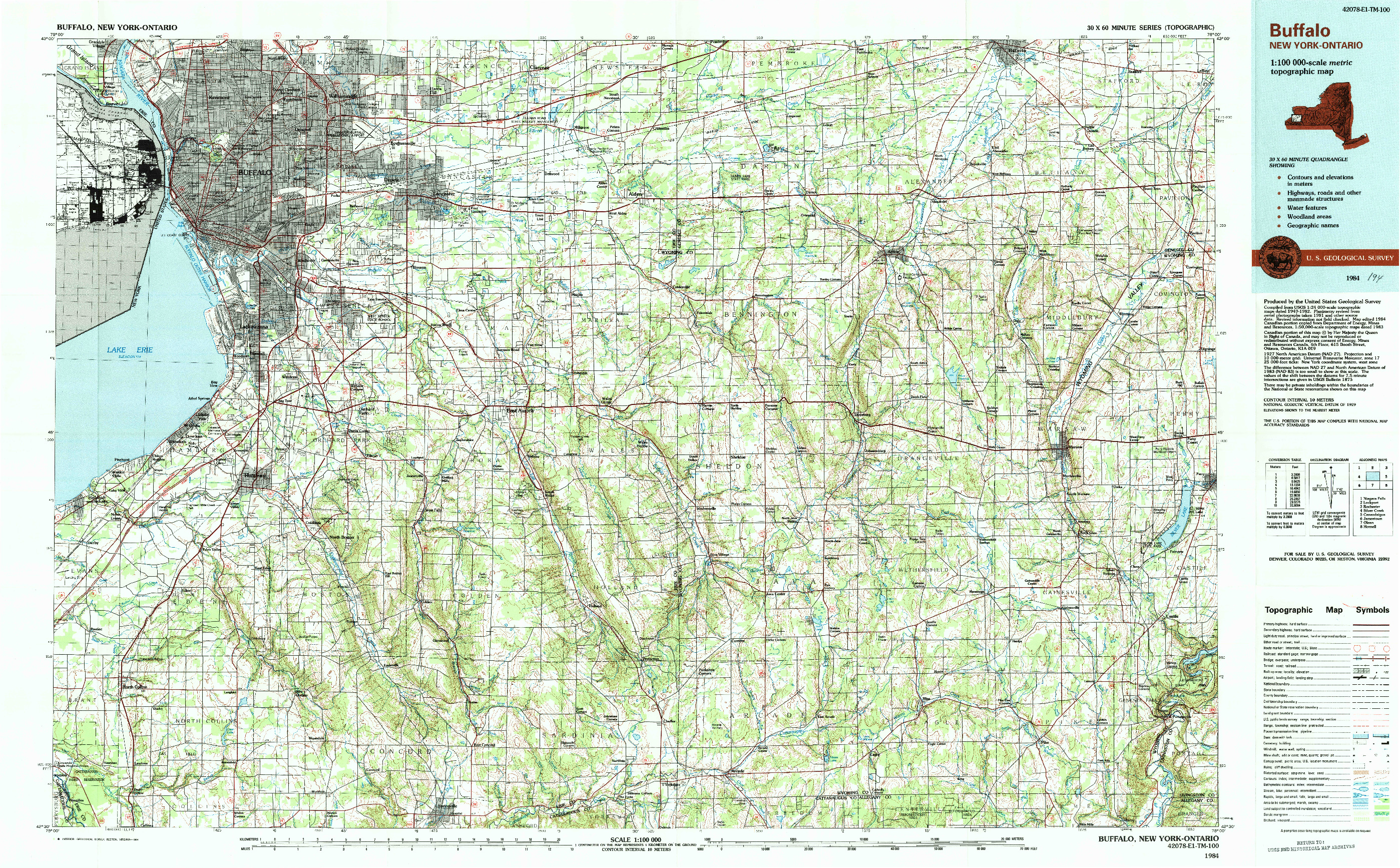 USGS 1:100000-SCALE QUADRANGLE FOR BUFFALO, NY 1984