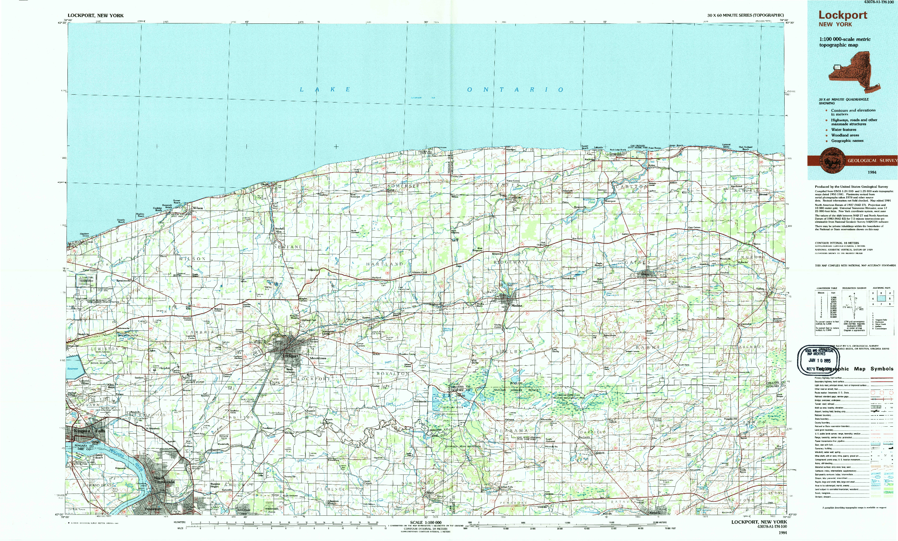 USGS 1:100000-SCALE QUADRANGLE FOR LOCKPORT, NY 1984