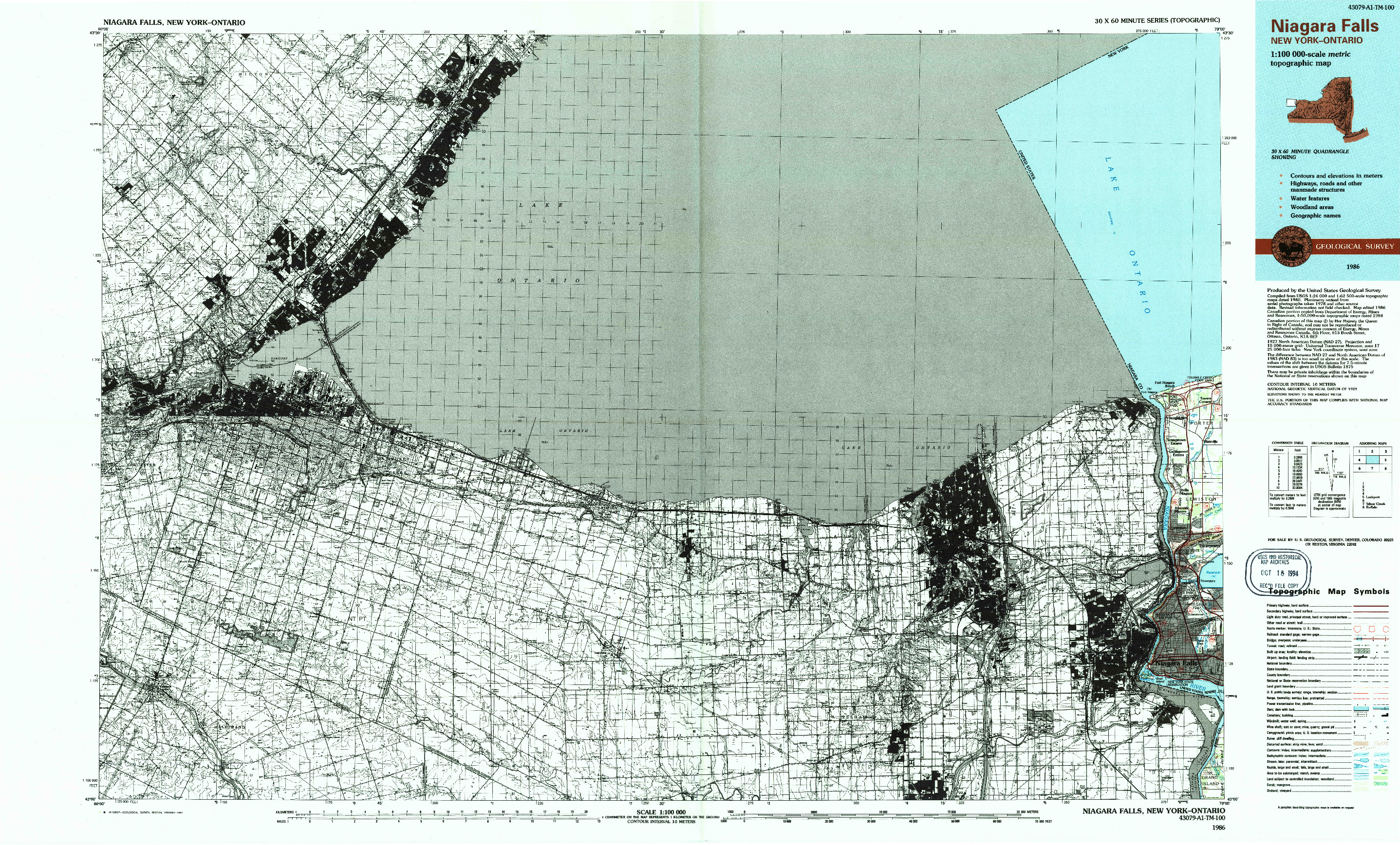 USGS 1:100000-SCALE QUADRANGLE FOR NIAGARA FALLS, NY 1986