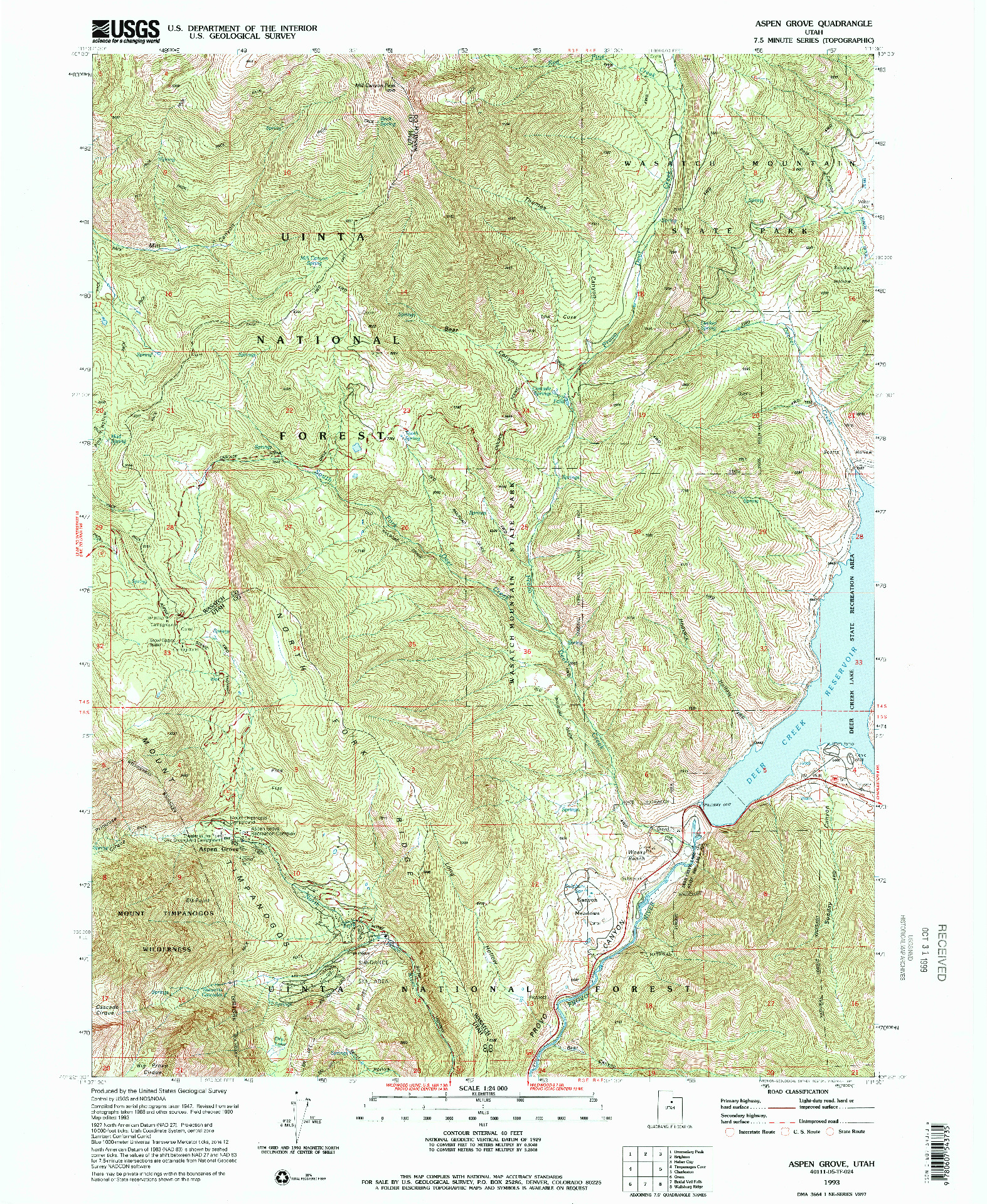 USGS 1:24000-SCALE QUADRANGLE FOR ASPEN GROVE, UT 1993