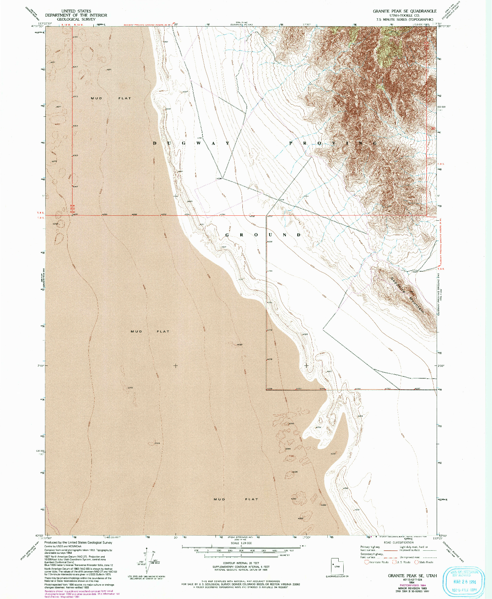 USGS 1:24000-SCALE QUADRANGLE FOR GRANITE PEAK SE, UT 1954