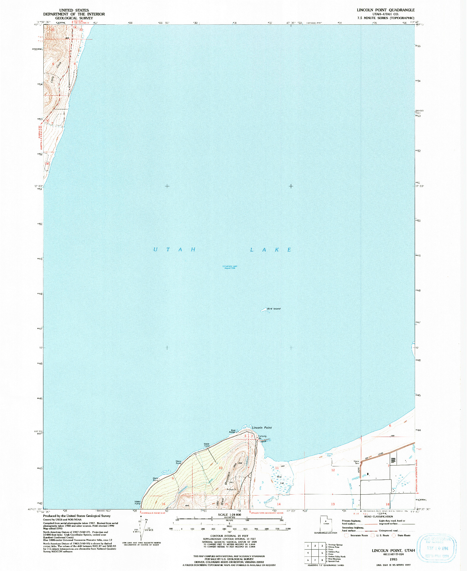 USGS 1:24000-SCALE QUADRANGLE FOR LINCOLN POINT, UT 1993