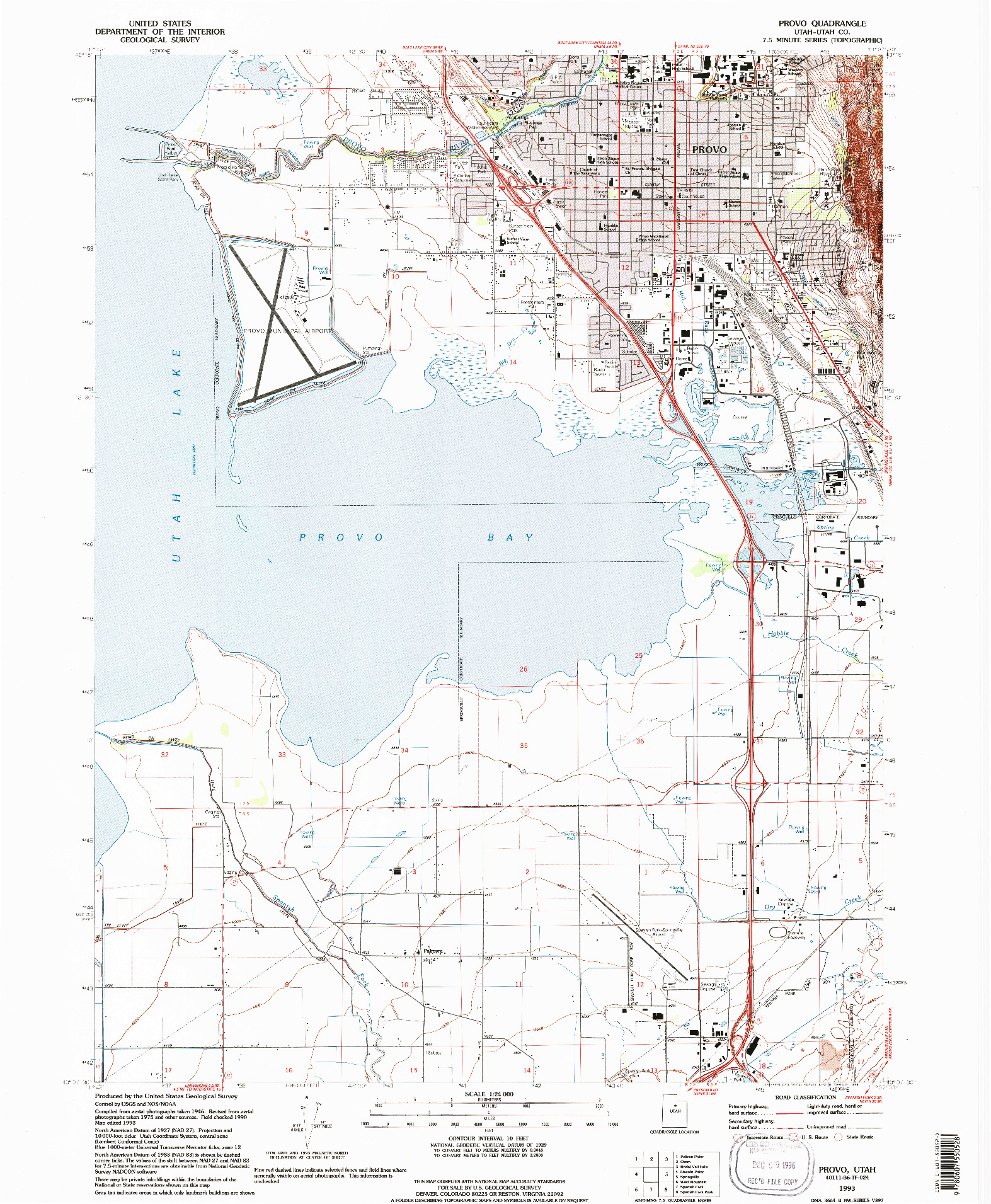 USGS 1:24000-SCALE QUADRANGLE FOR PROVO, UT 1993