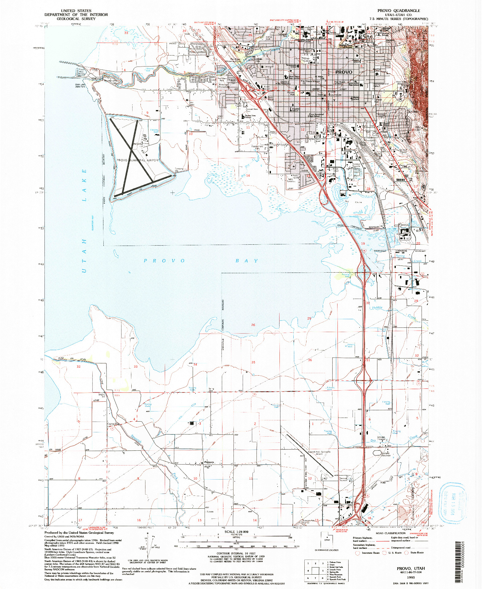 USGS 1:24000-SCALE QUADRANGLE FOR PROVO, UT 1993