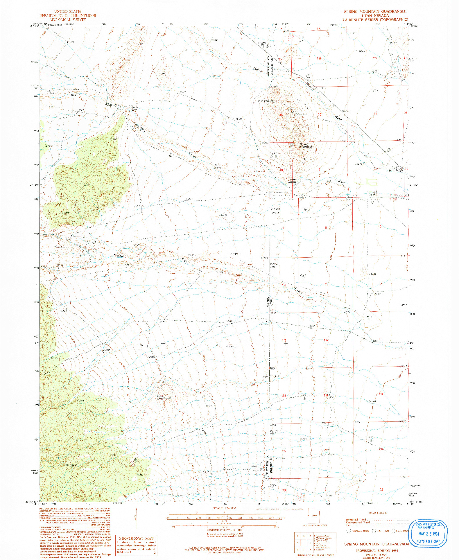 USGS 1:24000-SCALE QUADRANGLE FOR SPRING MOUNTAIN, UT 1986