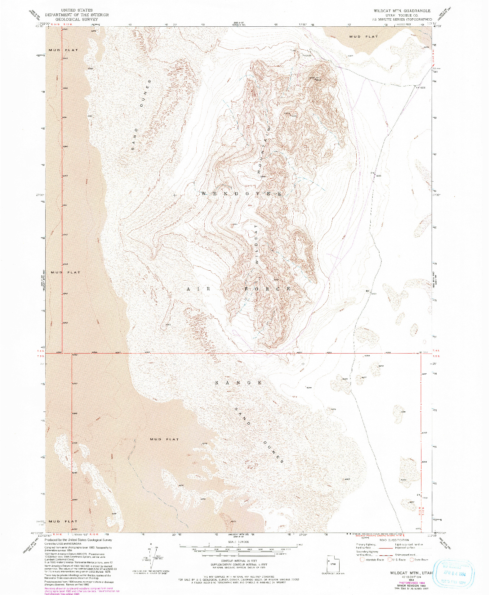 USGS 1:24000-SCALE QUADRANGLE FOR WILDCAT MOUNTAIN, UT 1954