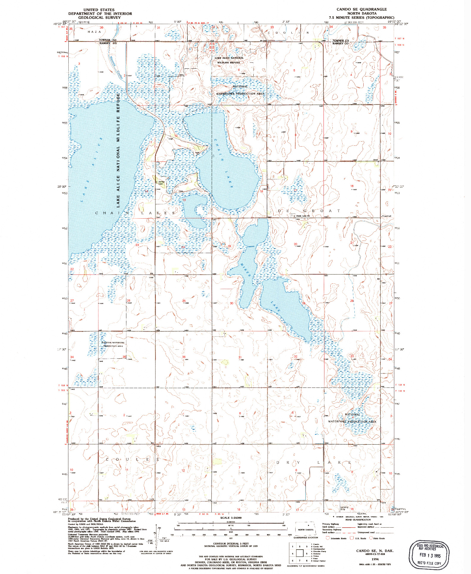 USGS 1:24000-SCALE QUADRANGLE FOR CANDO SE, ND 1994