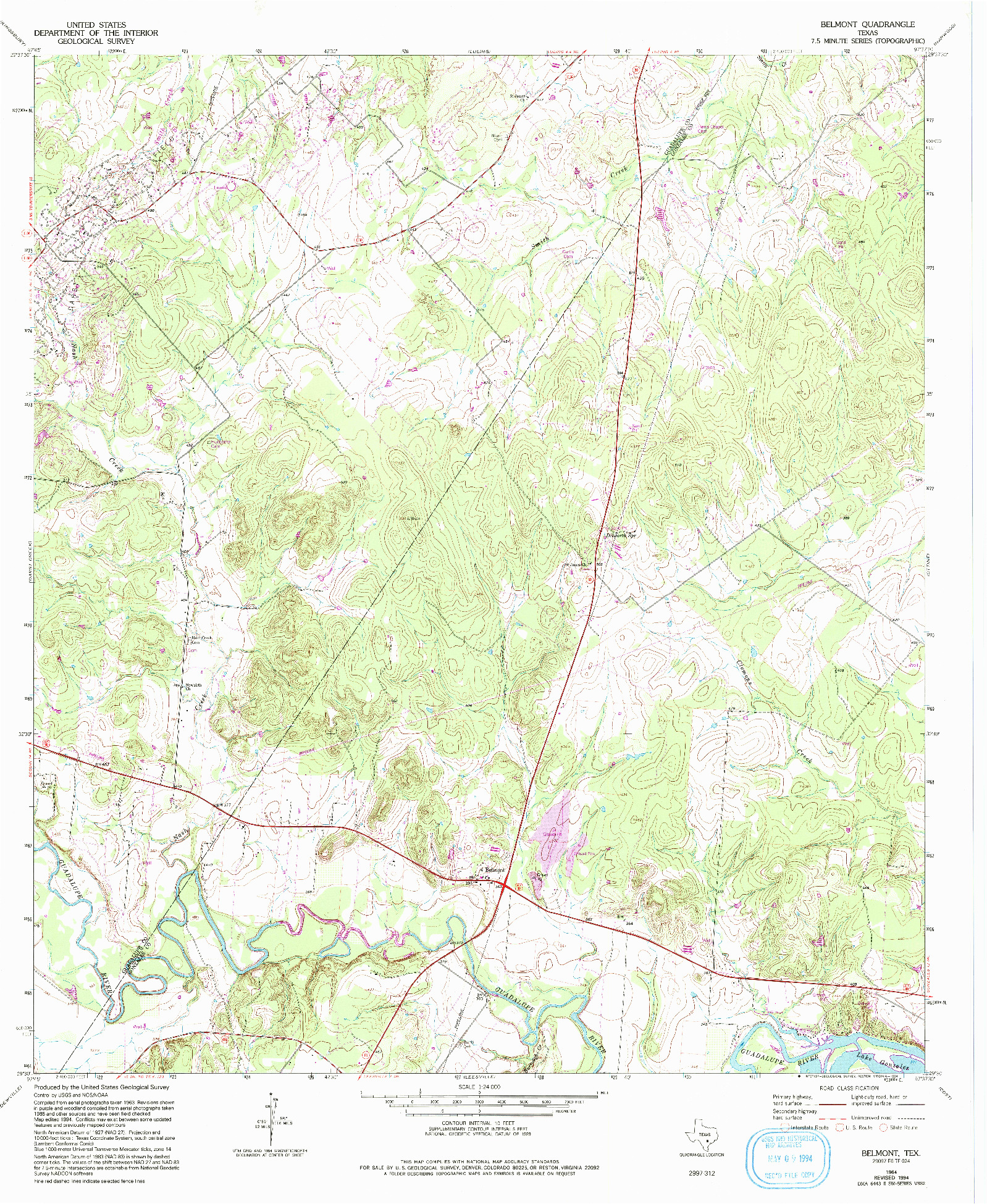 USGS 1:24000-SCALE QUADRANGLE FOR BELMONT, TX 1964