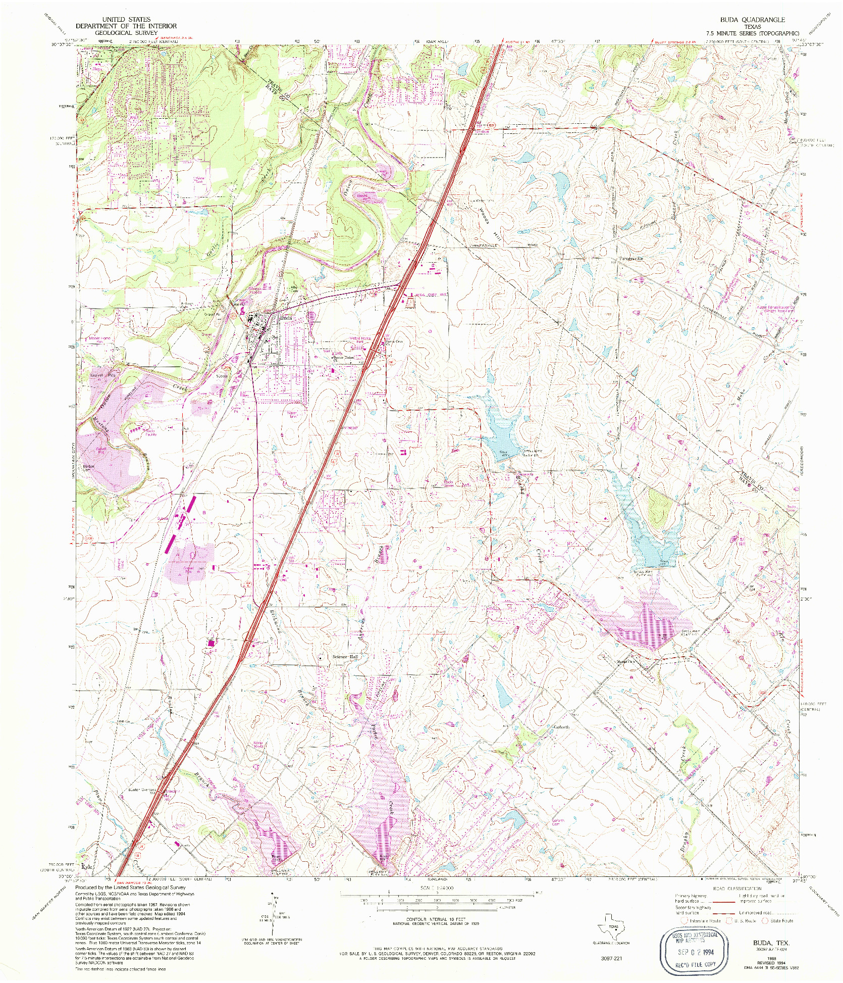 USGS 1:24000-SCALE QUADRANGLE FOR BUDA, TX 1968