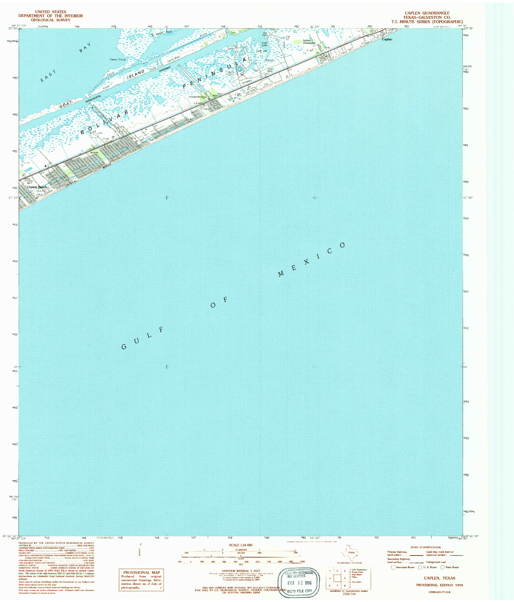 USGS 1:24000-SCALE QUADRANGLE FOR CAPLEN, TX 1994