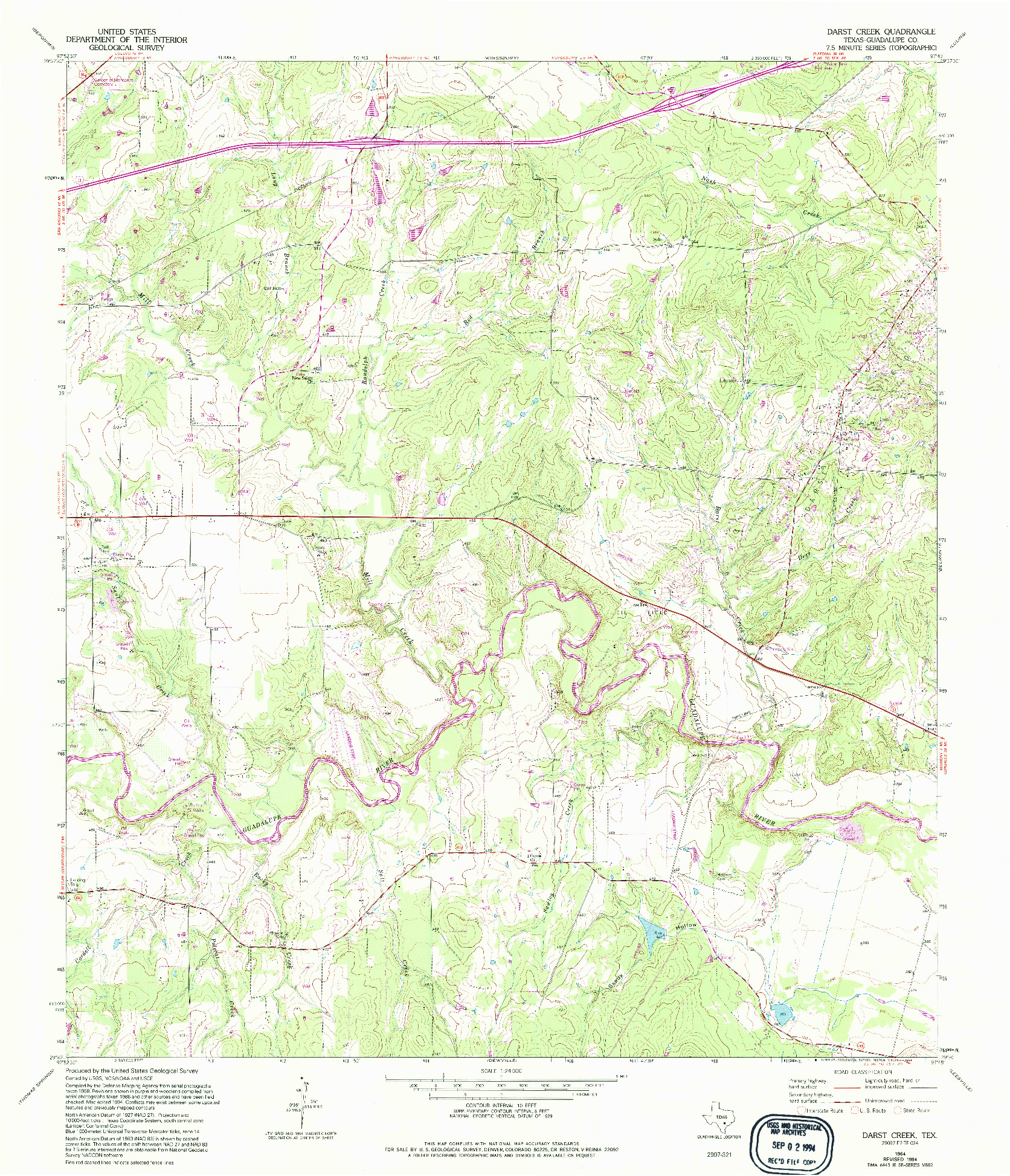 USGS 1:24000-SCALE QUADRANGLE FOR DARST CREEK, TX 1964