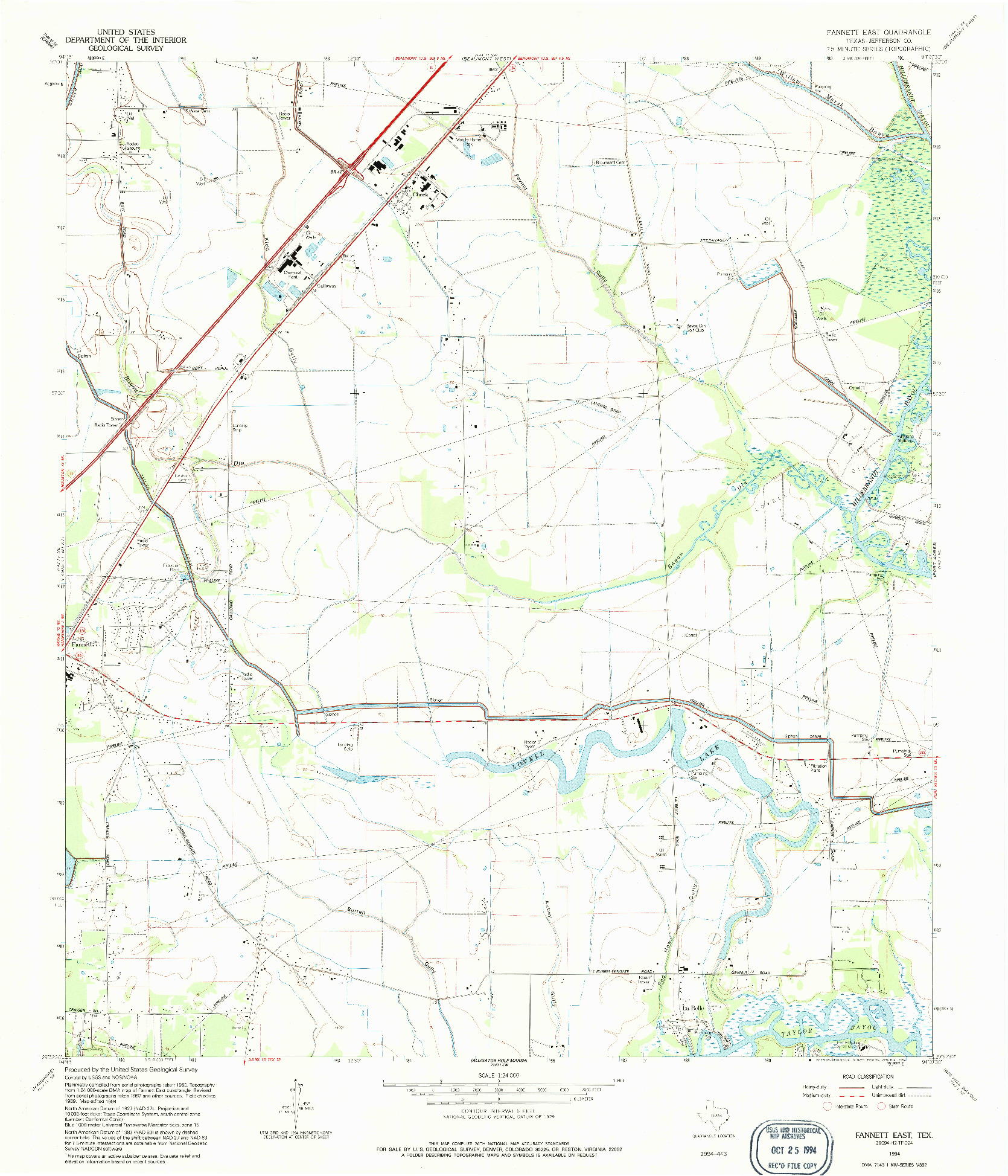 USGS 1:24000-SCALE QUADRANGLE FOR FANNETT EAST, TX 1994