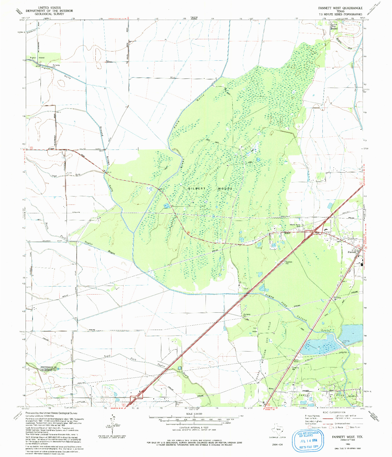 USGS 1:24000-SCALE QUADRANGLE FOR FANNETT WEST, TX 1993