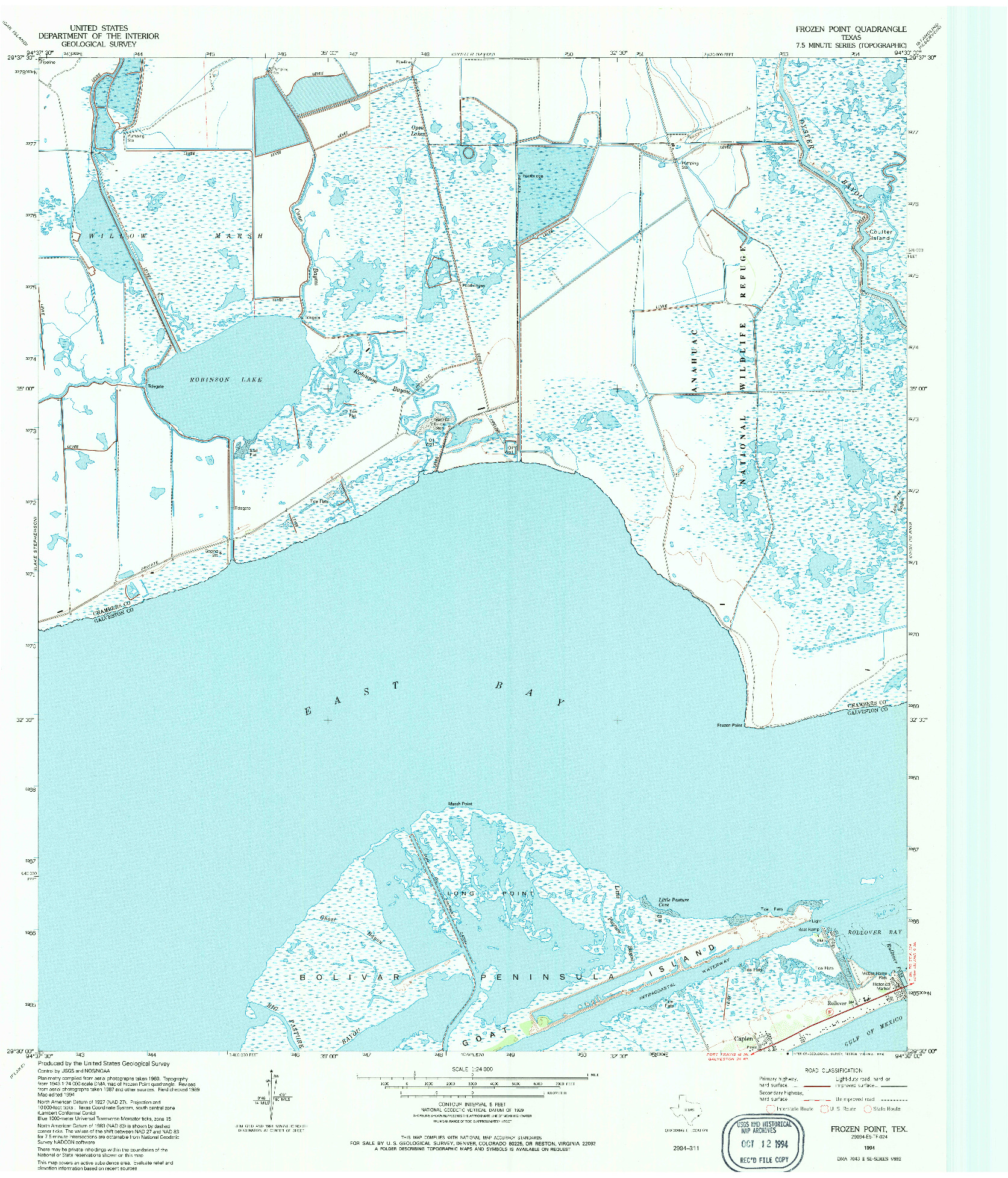 USGS 1:24000-SCALE QUADRANGLE FOR FROZEN POINT, TX 1994