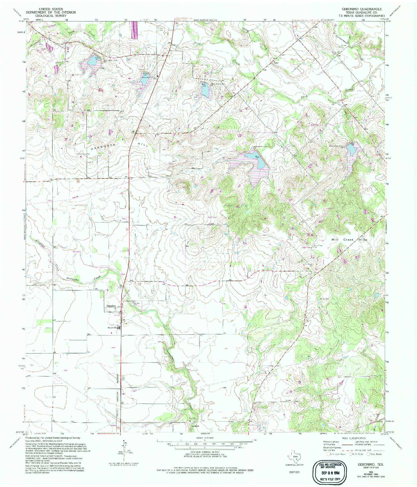 USGS 1:24000-SCALE QUADRANGLE FOR GERONIMO, TX 1964