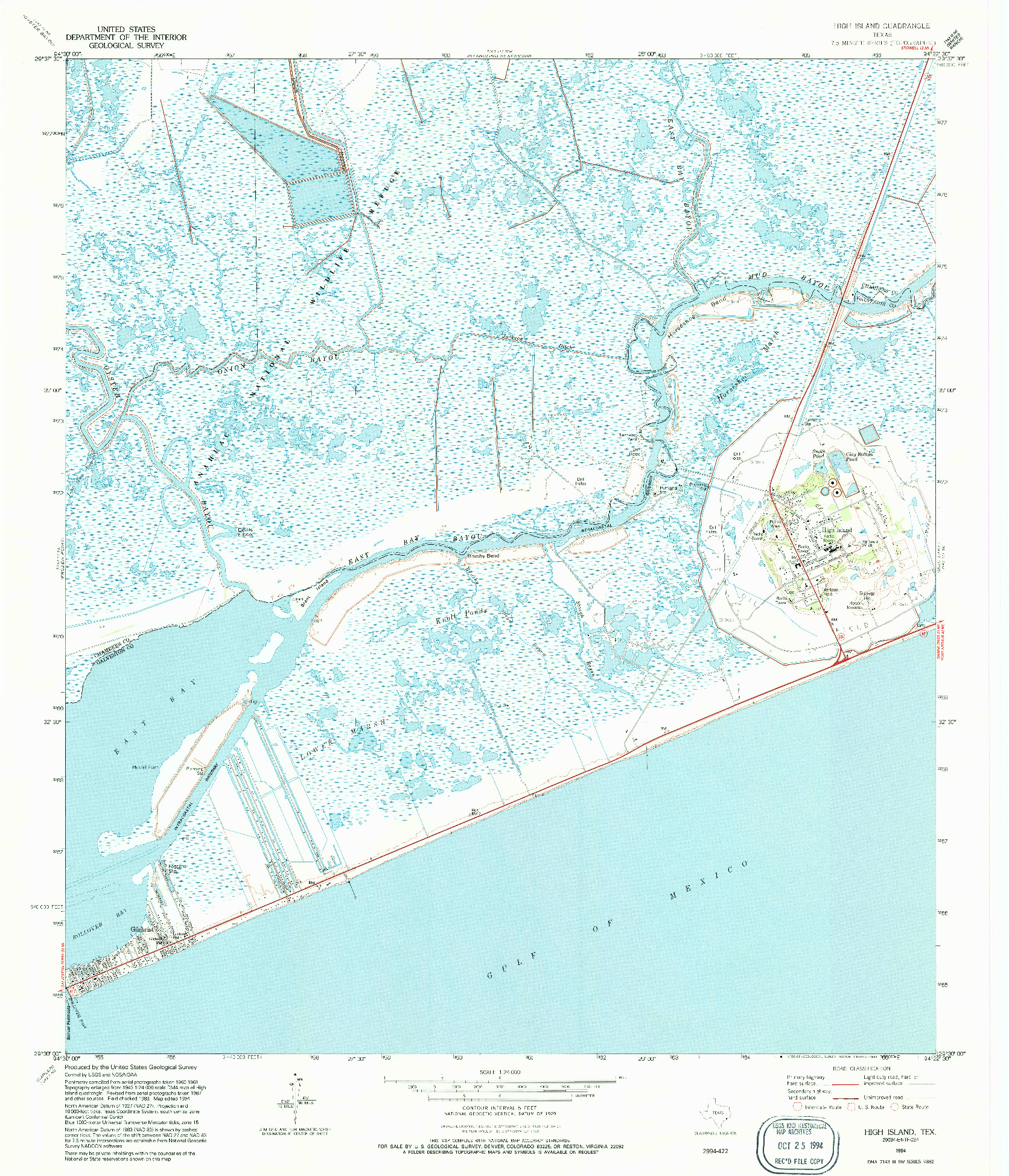 USGS 1:24000-SCALE QUADRANGLE FOR HIGH ISLAND, TX 1994