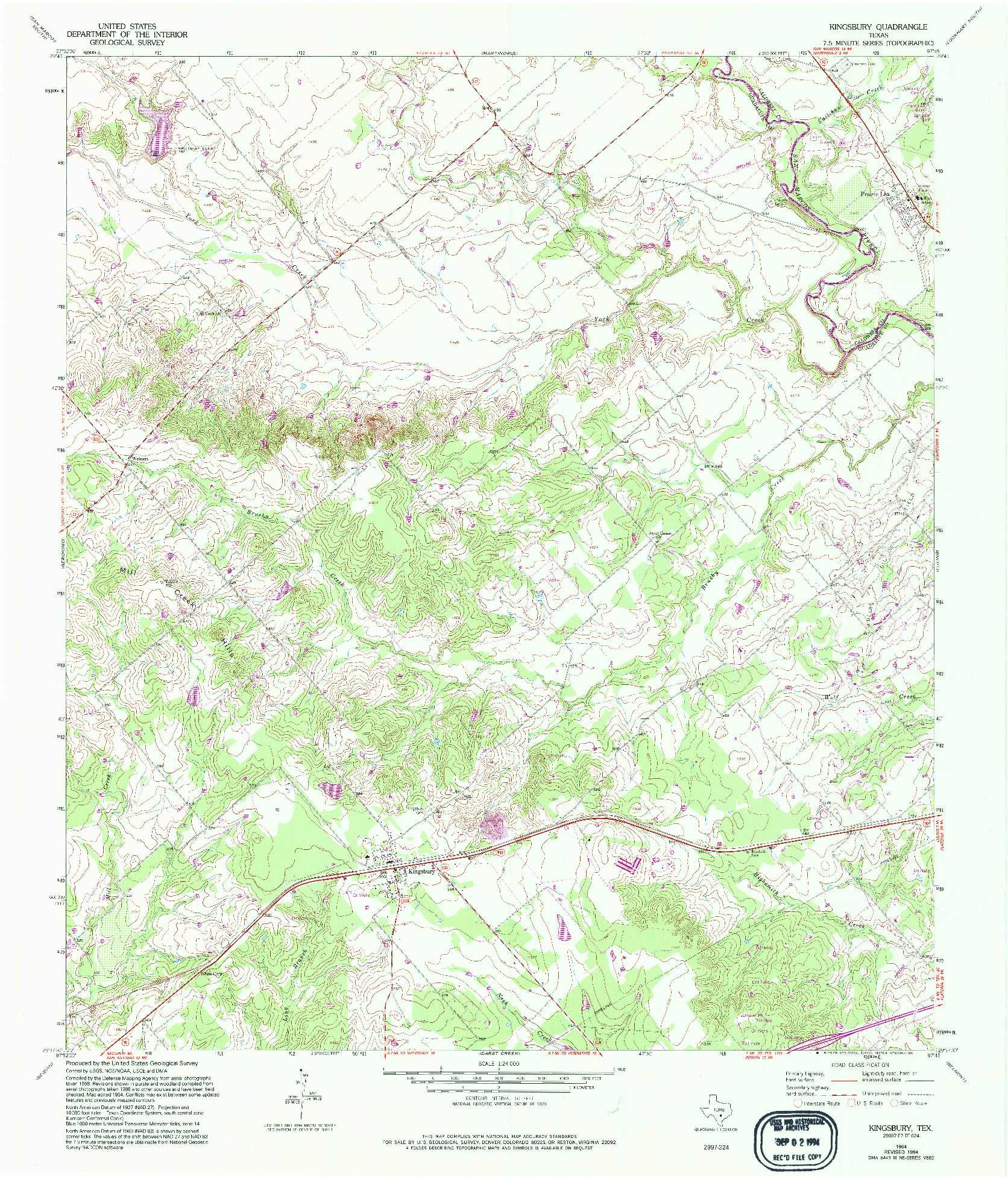 USGS 1:24000-SCALE QUADRANGLE FOR KINGSBURY, TX 1964