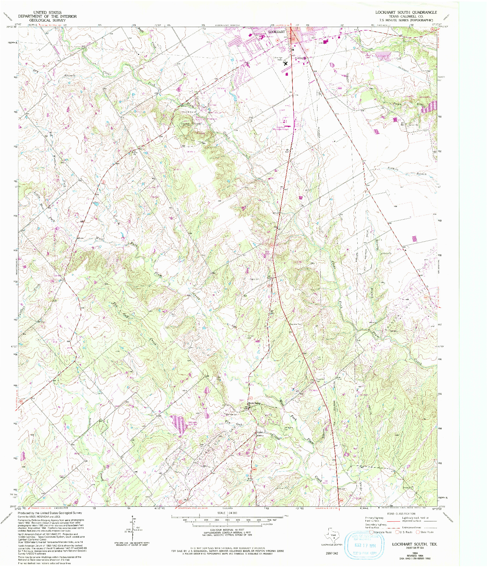 USGS 1:24000-SCALE QUADRANGLE FOR LOCKHART SOUTH, TX 1964