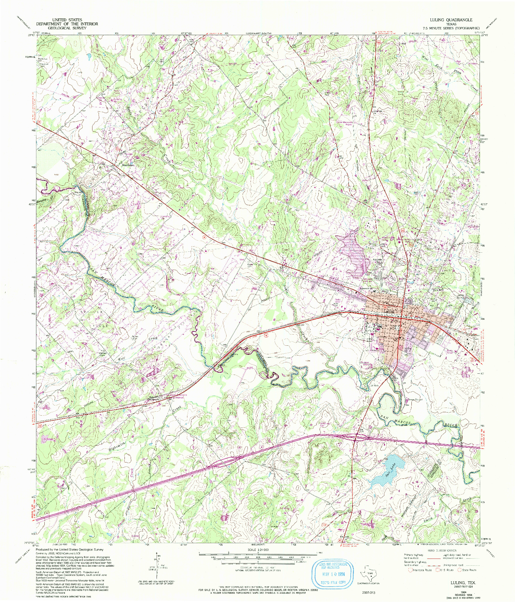 USGS 1:24000-SCALE QUADRANGLE FOR LULING, TX 1964
