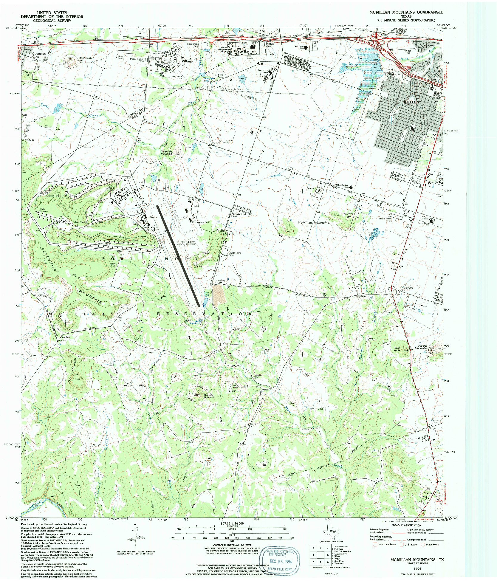 USGS 1:24000-SCALE QUADRANGLE FOR MCMILLAN MOUNTAINS, TX 1994