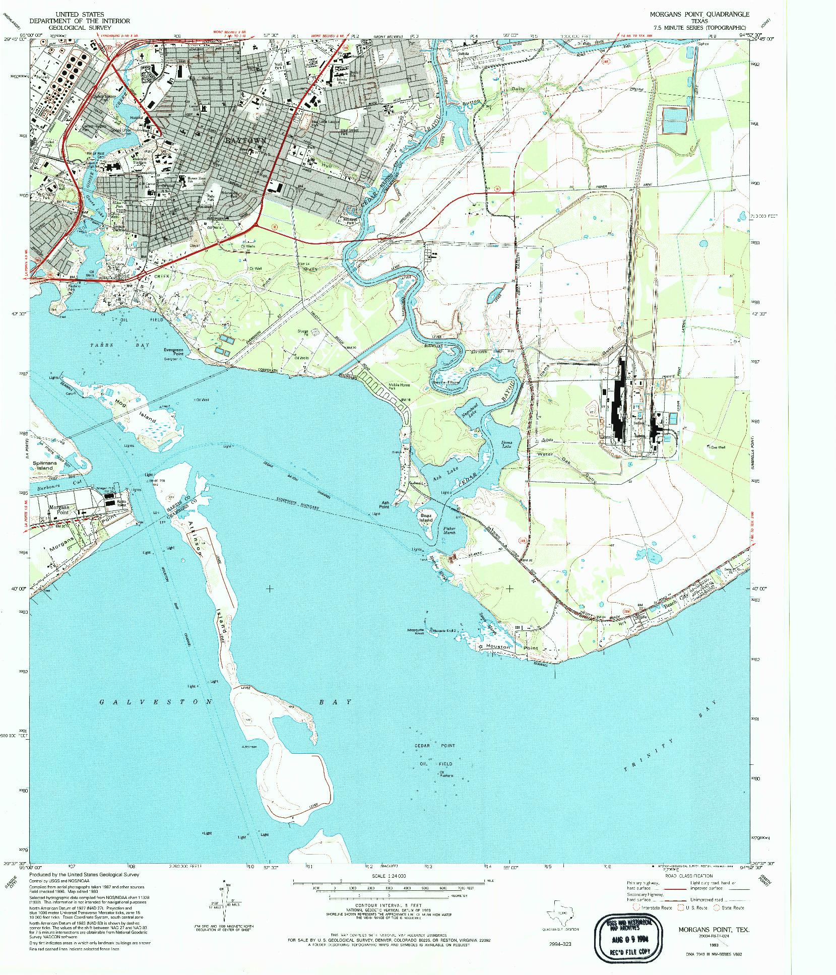 USGS 1:24000-SCALE QUADRANGLE FOR MORGANS POINT, TX 1993