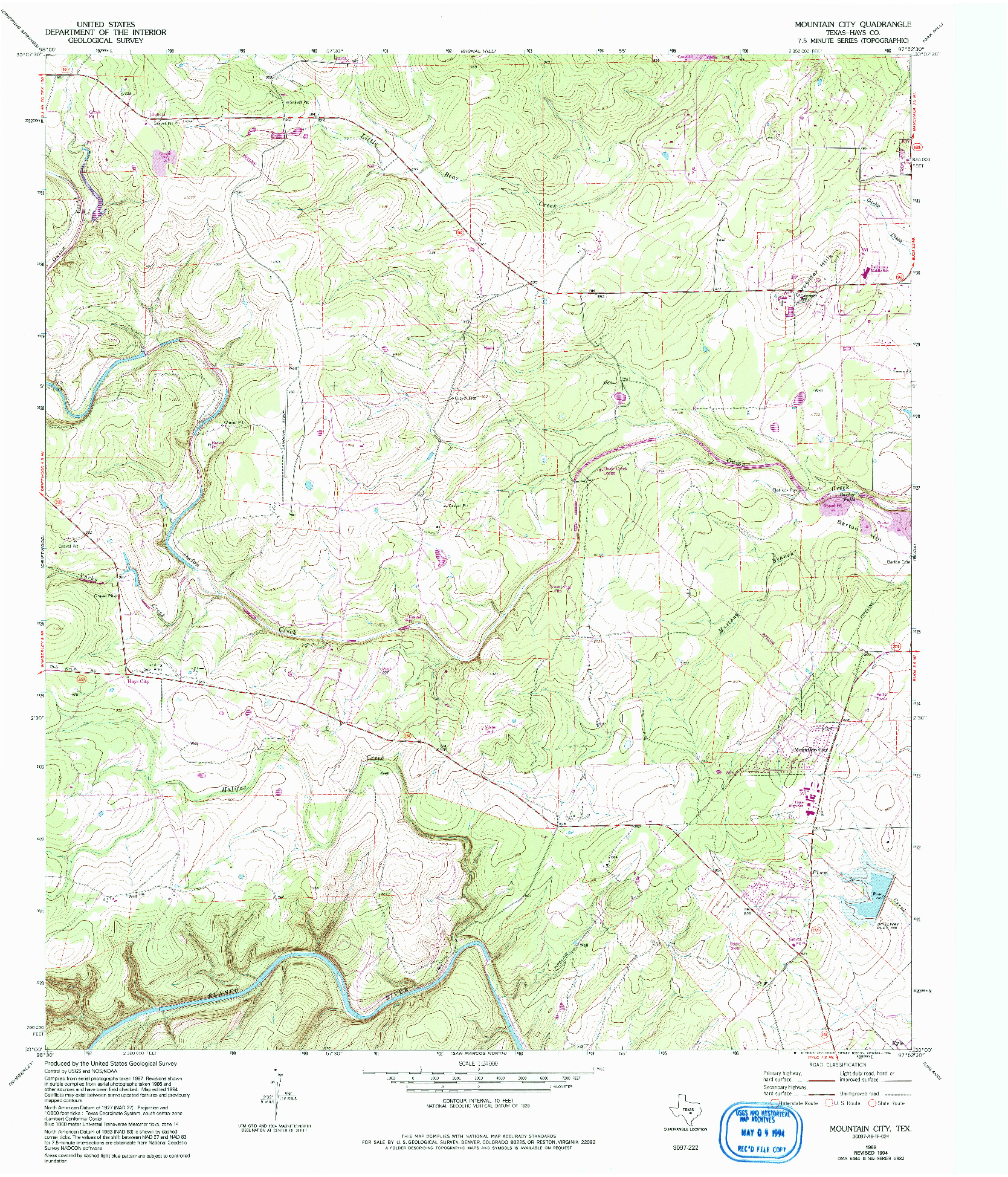 USGS 1:24000-SCALE QUADRANGLE FOR MOUNTAIN CITY, TX 1968