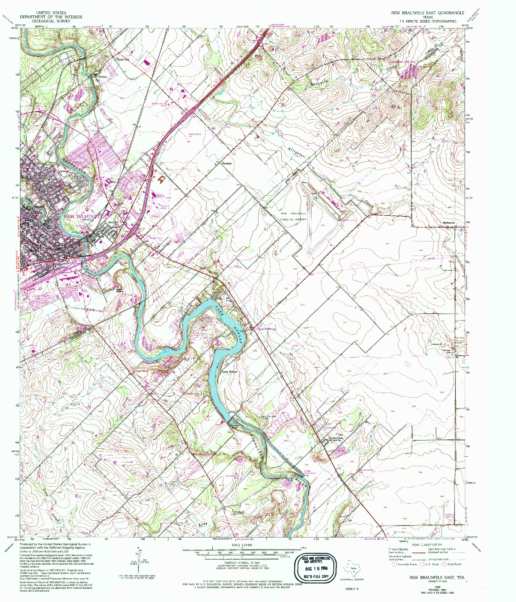 USGS 1:24000-SCALE QUADRANGLE FOR NEW BRAUNFELS EAST, TX 1958