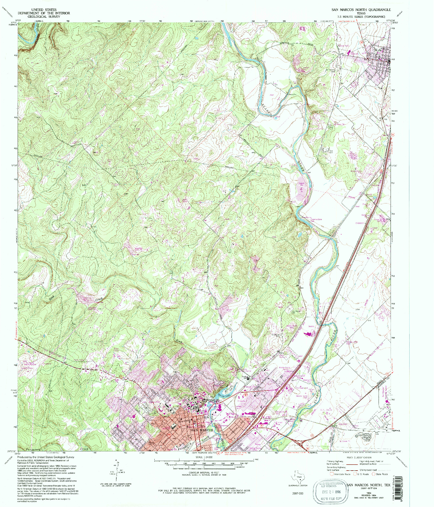 USGS 1:24000-SCALE QUADRANGLE FOR SAN MARCOS NORTH, TX 1964