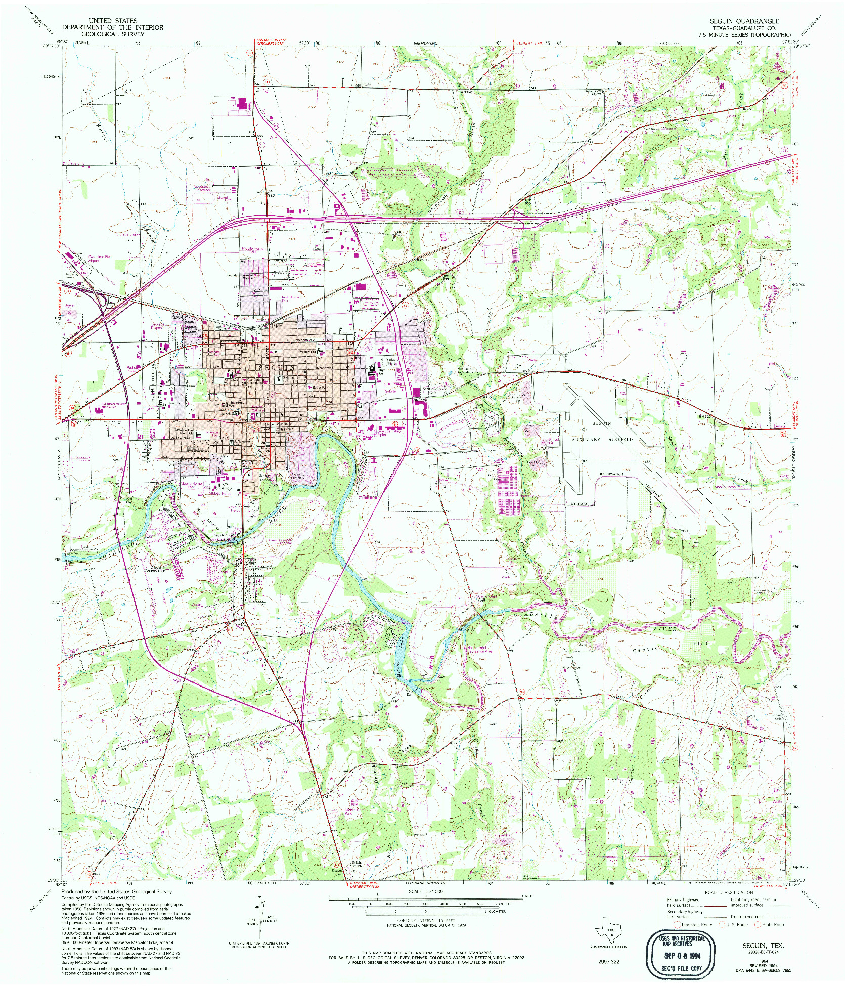 USGS 1:24000-SCALE QUADRANGLE FOR SEGUIN, TX 1964