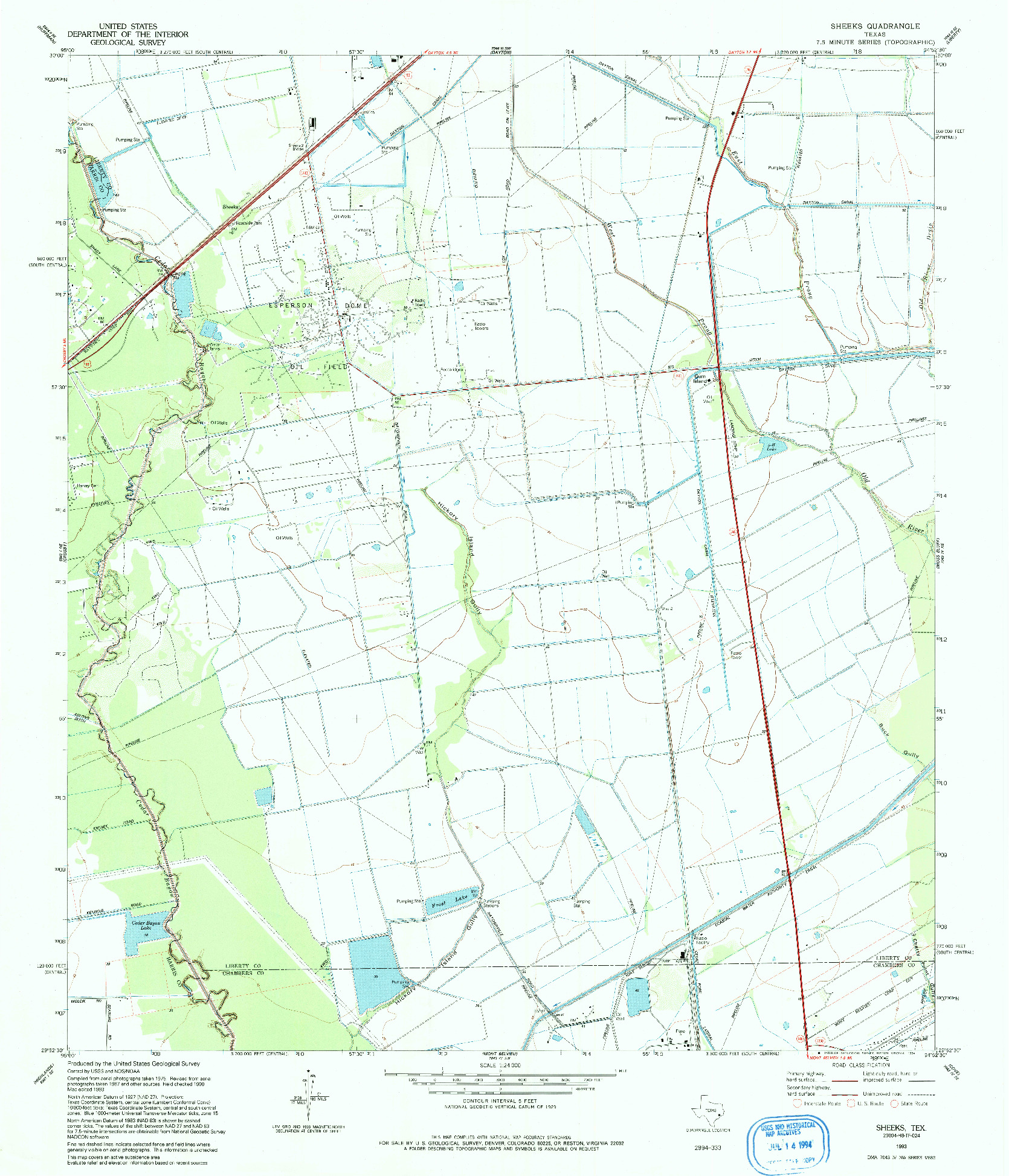 USGS 1:24000-SCALE QUADRANGLE FOR SHEEKS, TX 1993