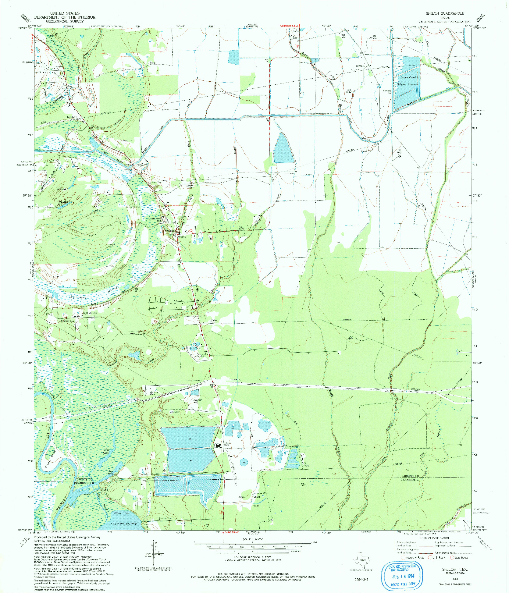 USGS 1:24000-SCALE QUADRANGLE FOR SHILOH, TX 1993