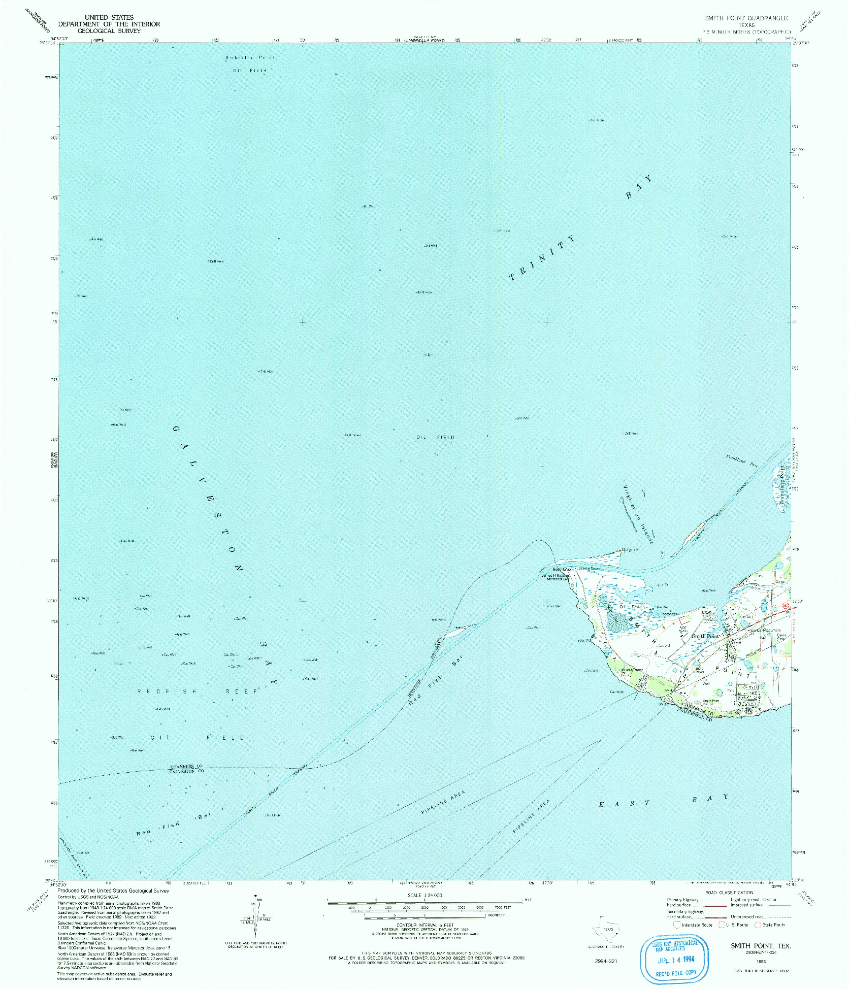 USGS 1:24000-SCALE QUADRANGLE FOR SMITH POINT, TX 1993