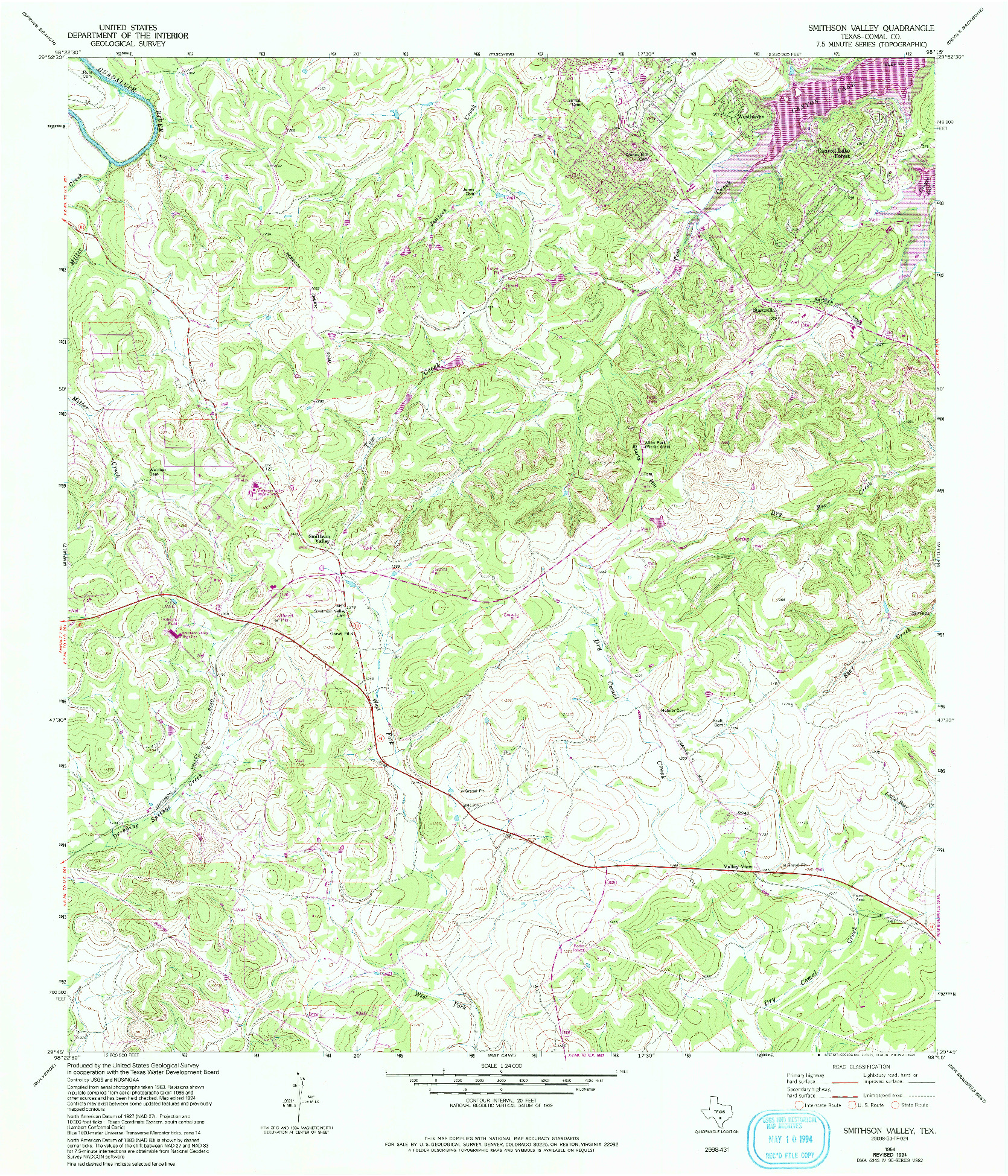 USGS 1:24000-SCALE QUADRANGLE FOR SMITHSON VALLEY, TX 1964