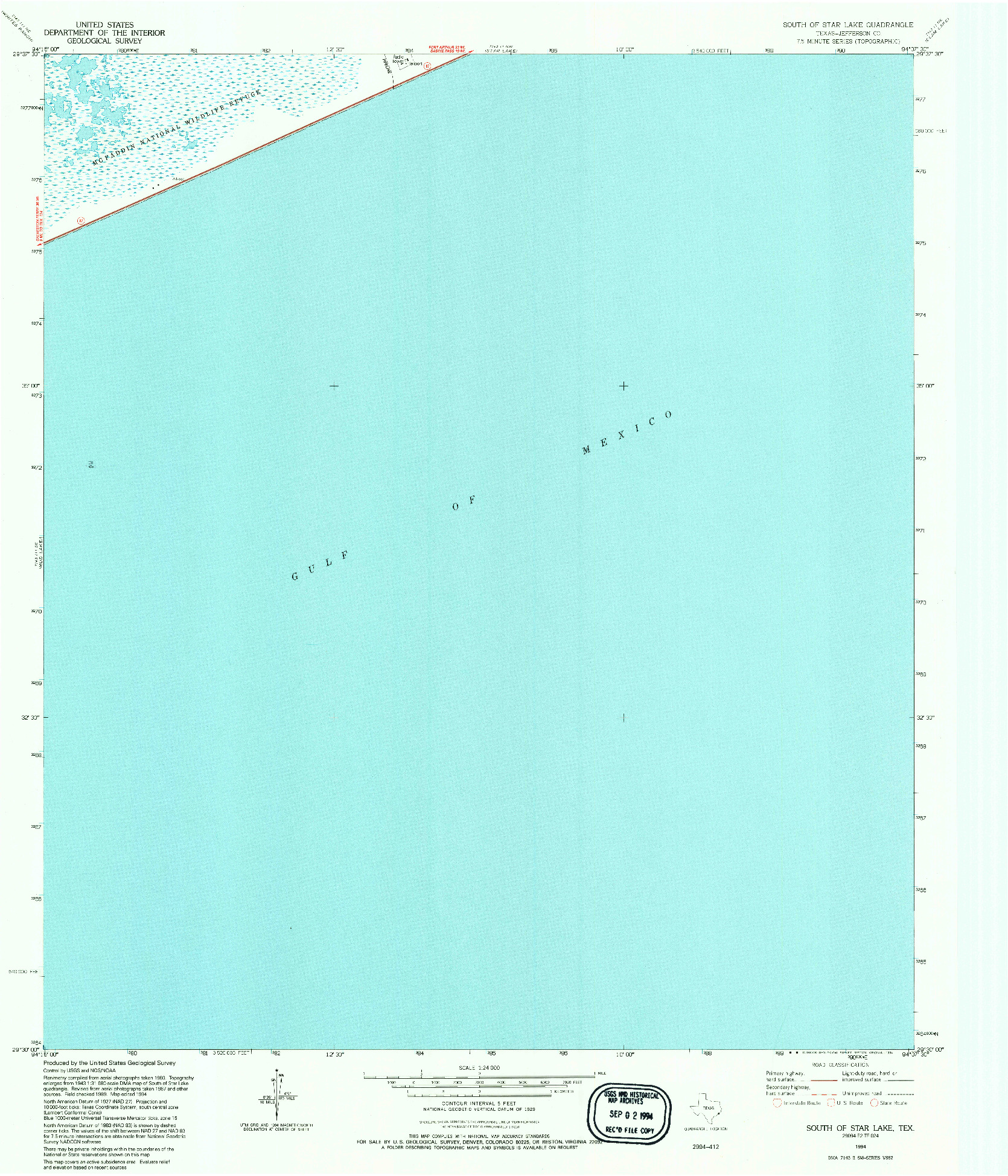 USGS 1:24000-SCALE QUADRANGLE FOR SOUTH OF STAR LAKE, TX 1994