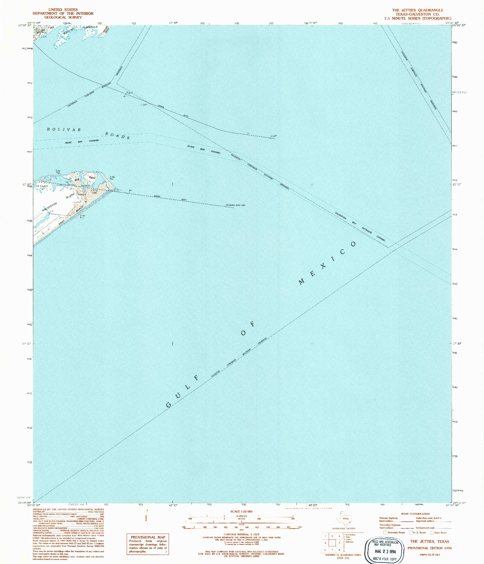 USGS 1:24000-SCALE QUADRANGLE FOR THE JETTIES, TX 1994