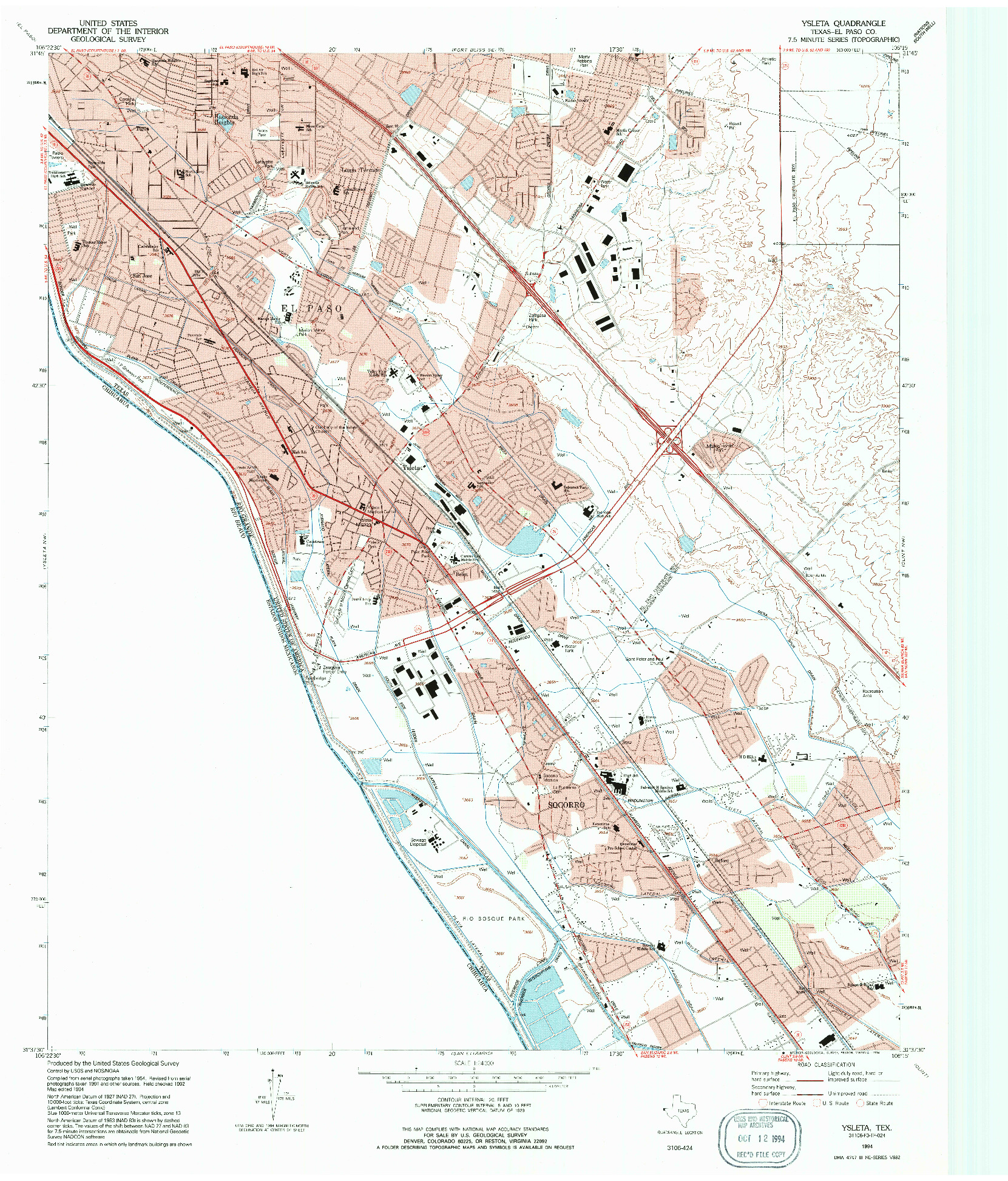 USGS 1:24000-SCALE QUADRANGLE FOR YSLETA, TX 1994